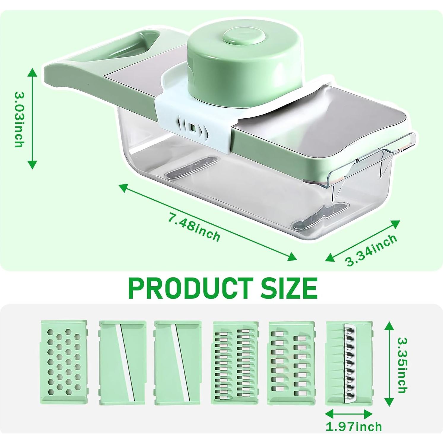 Cortador de Verduras Mandolina JIANGLAI 8 en 1 Verde