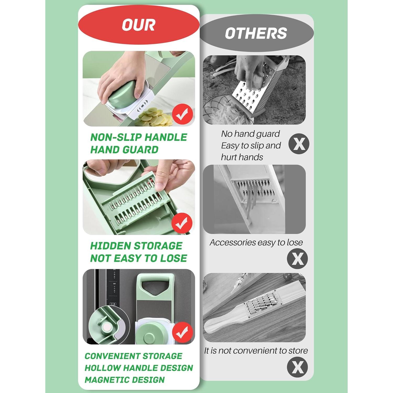 Cortador de Verduras Mandolina JIANGLAI 8 en 1 Verde