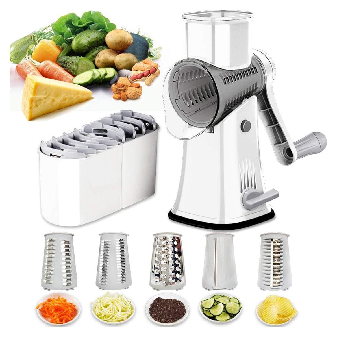 Rallador de Queso Rotatorio BNUNWISH 5 en 1 Acero Inoxidable