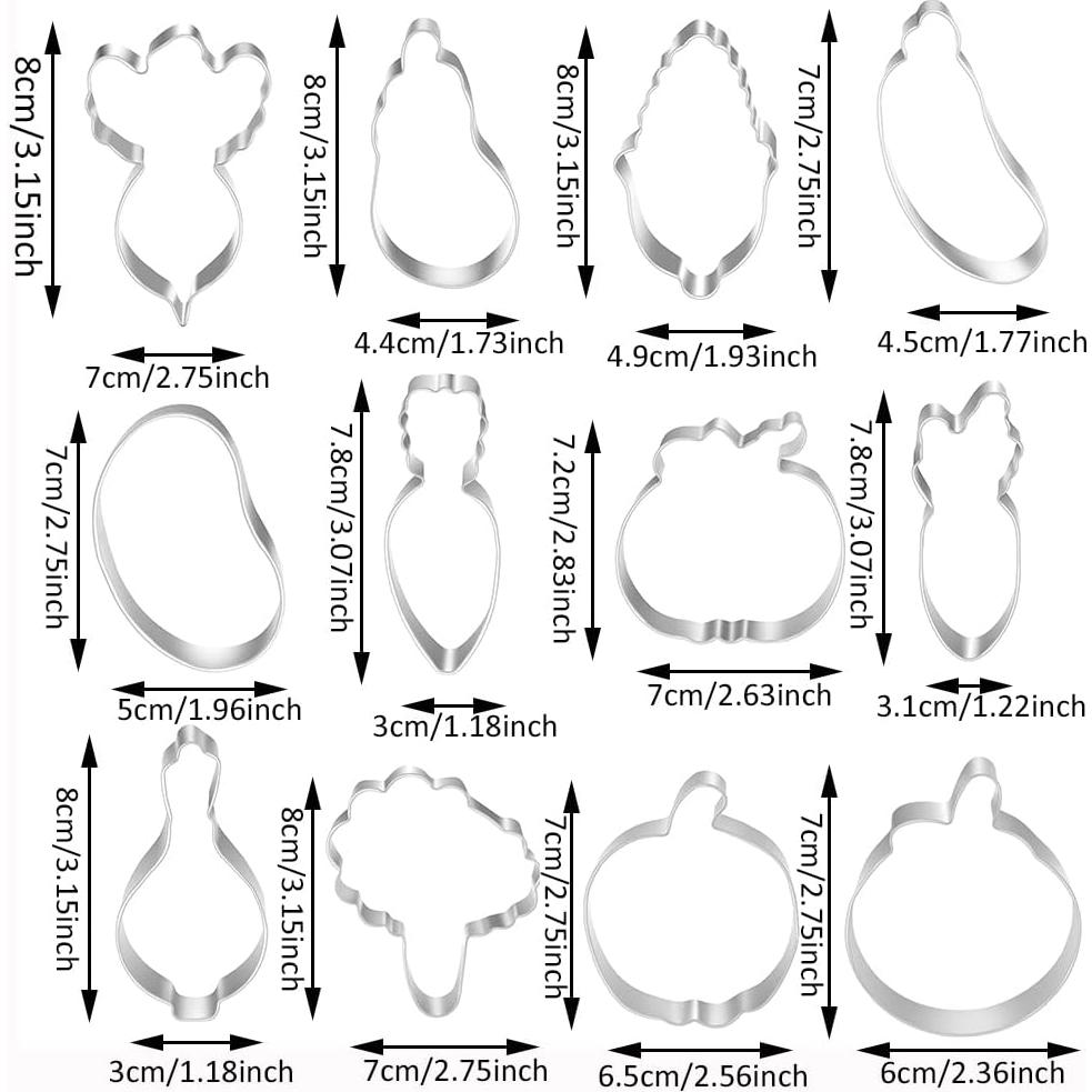 Juego de 12 Cortadores de Galletas de Verduras MrCookie