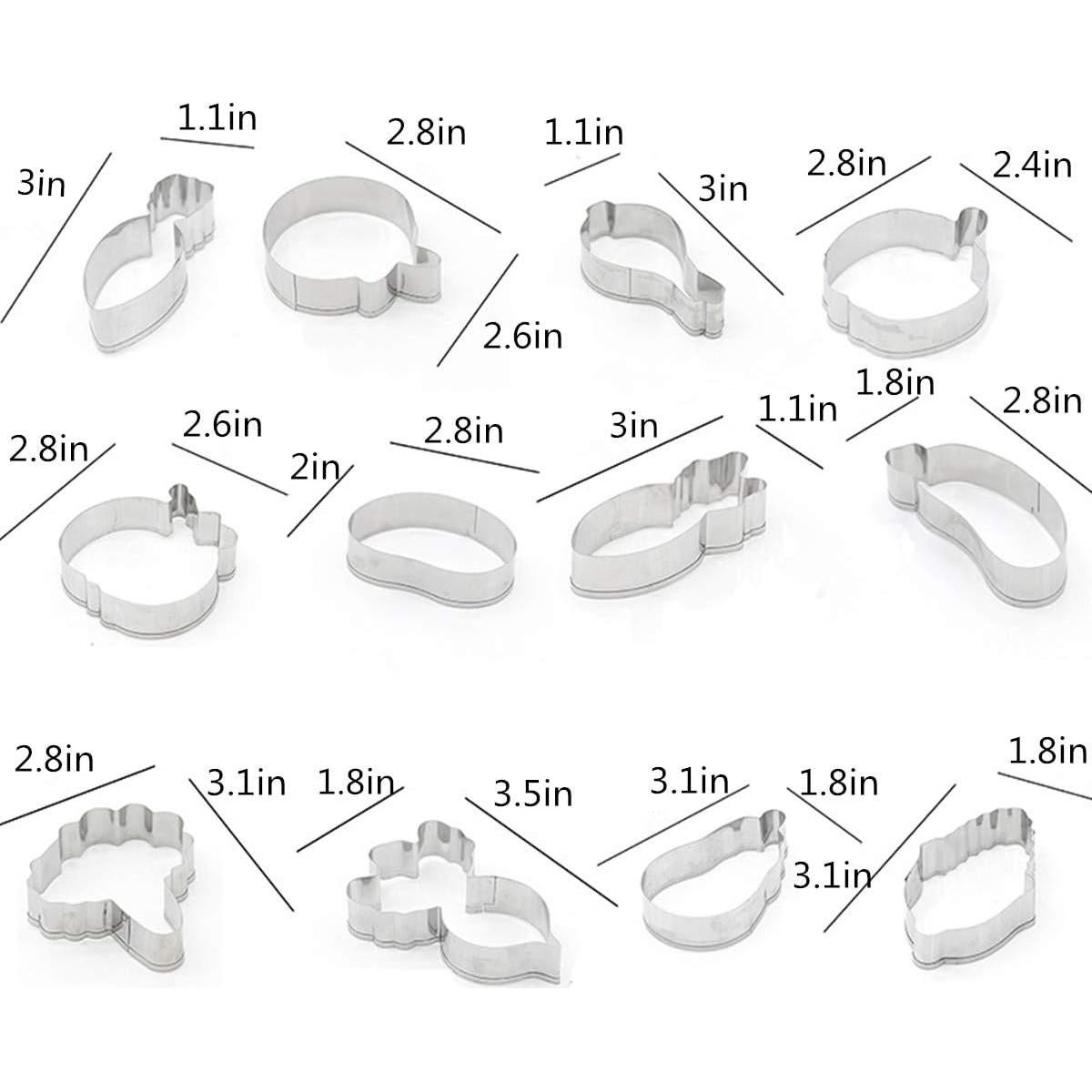 Juego de 12 Cortadores de Galletas de Verduras BPNHNA