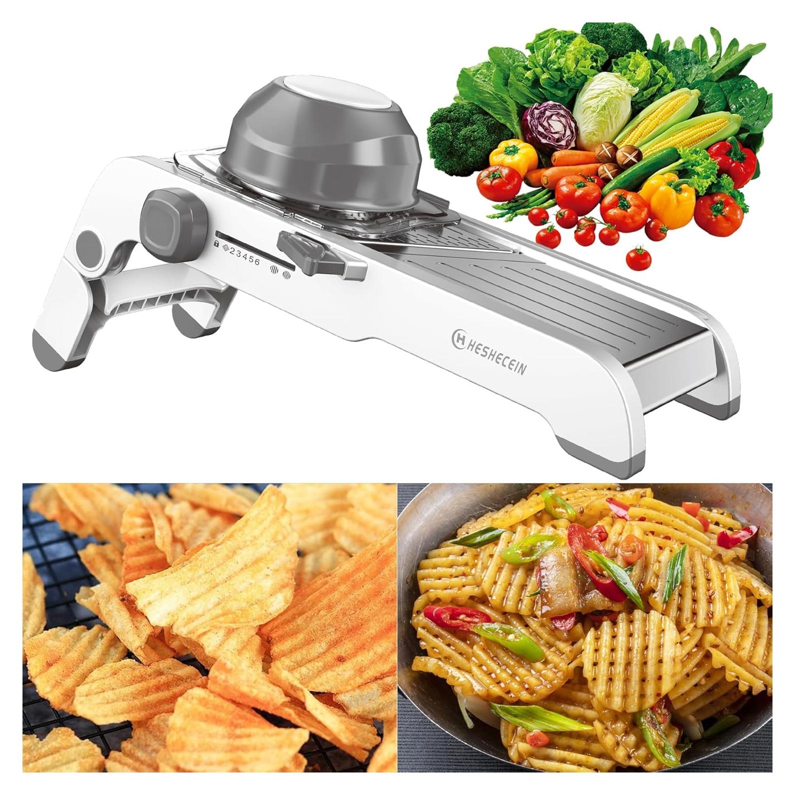 Cortador de Mandolina 24-en-1 H HESHECEIN Ajustable Gris