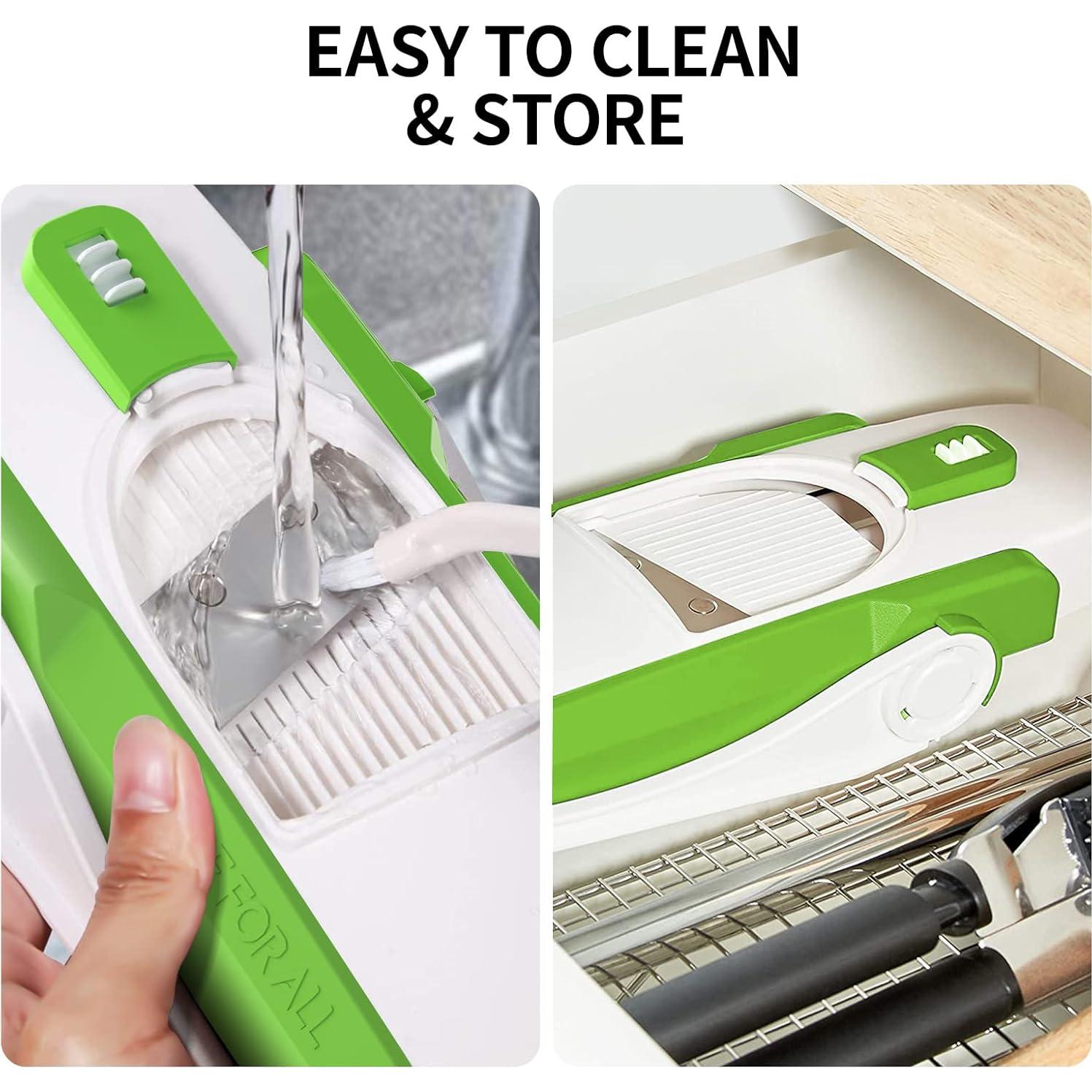 Rebanador Mandolina QYKIC 5 en 1 Ajustable 0.1-8 mm Verde