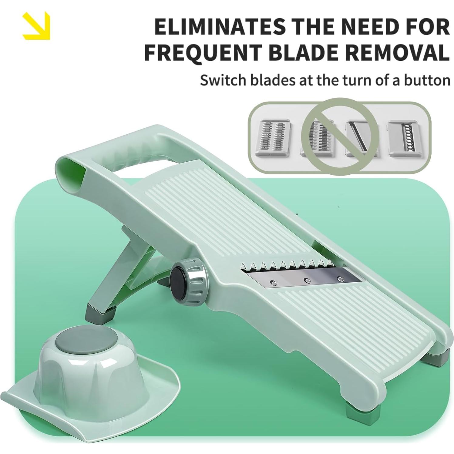 Rebanador Mandolina Ajustable WUETOAYA Acero Inoxidable Verde