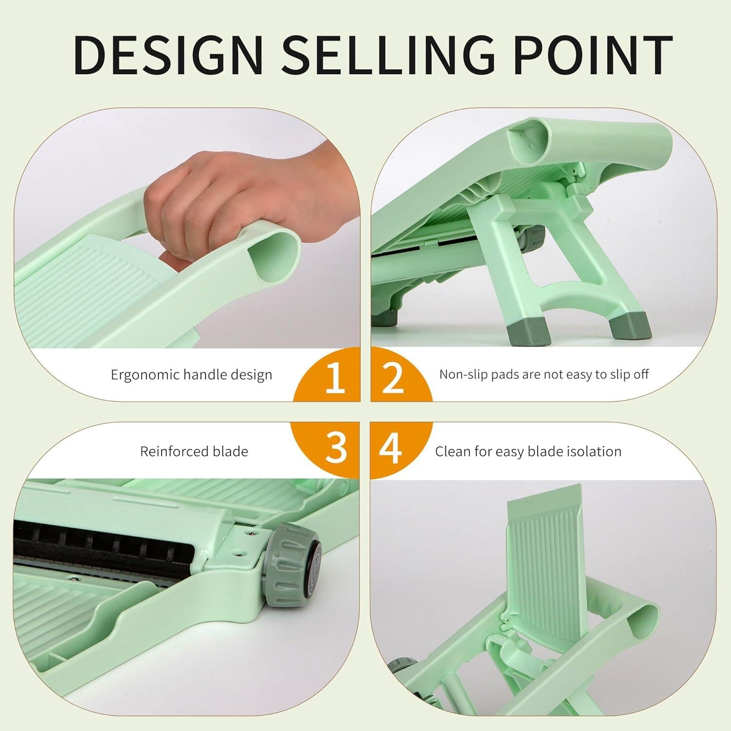 Rebanador Mandolina Ajustable WUETOAYA Acero Inoxidable Verde