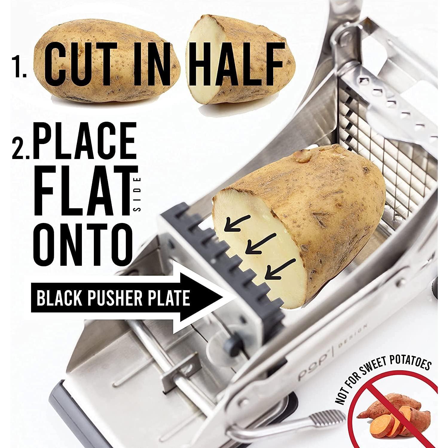 POP AirFry Mate, Commercial Grade Stainless Steel French Fry Cutter, Vegetable and Potato Slicer, 2 Blade Sizes, Non-Slip Suction Base, Perfect for Air Fryer (Not for Sweet Potatoes)