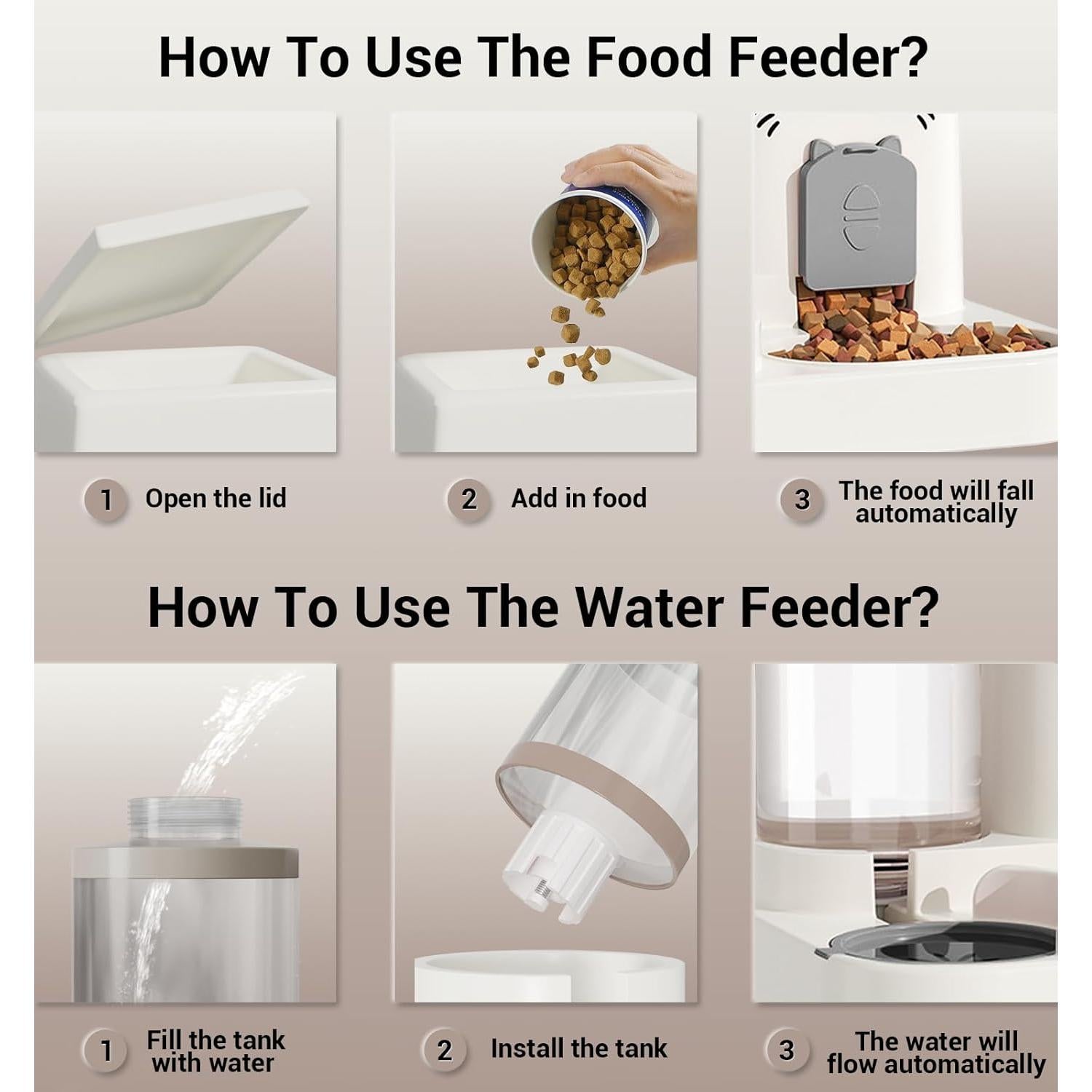 Dispensador de Comida y Agua 2 en 1 Ceye 1.8L para Mascotas