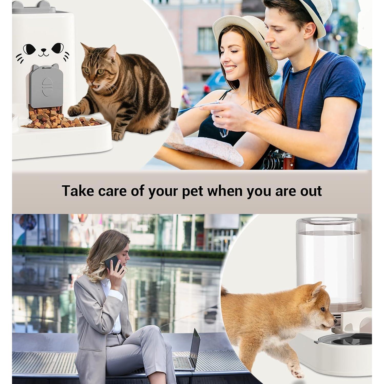 Dispensador de Comida y Agua 2 en 1 Ceye 1.8L para Mascotas