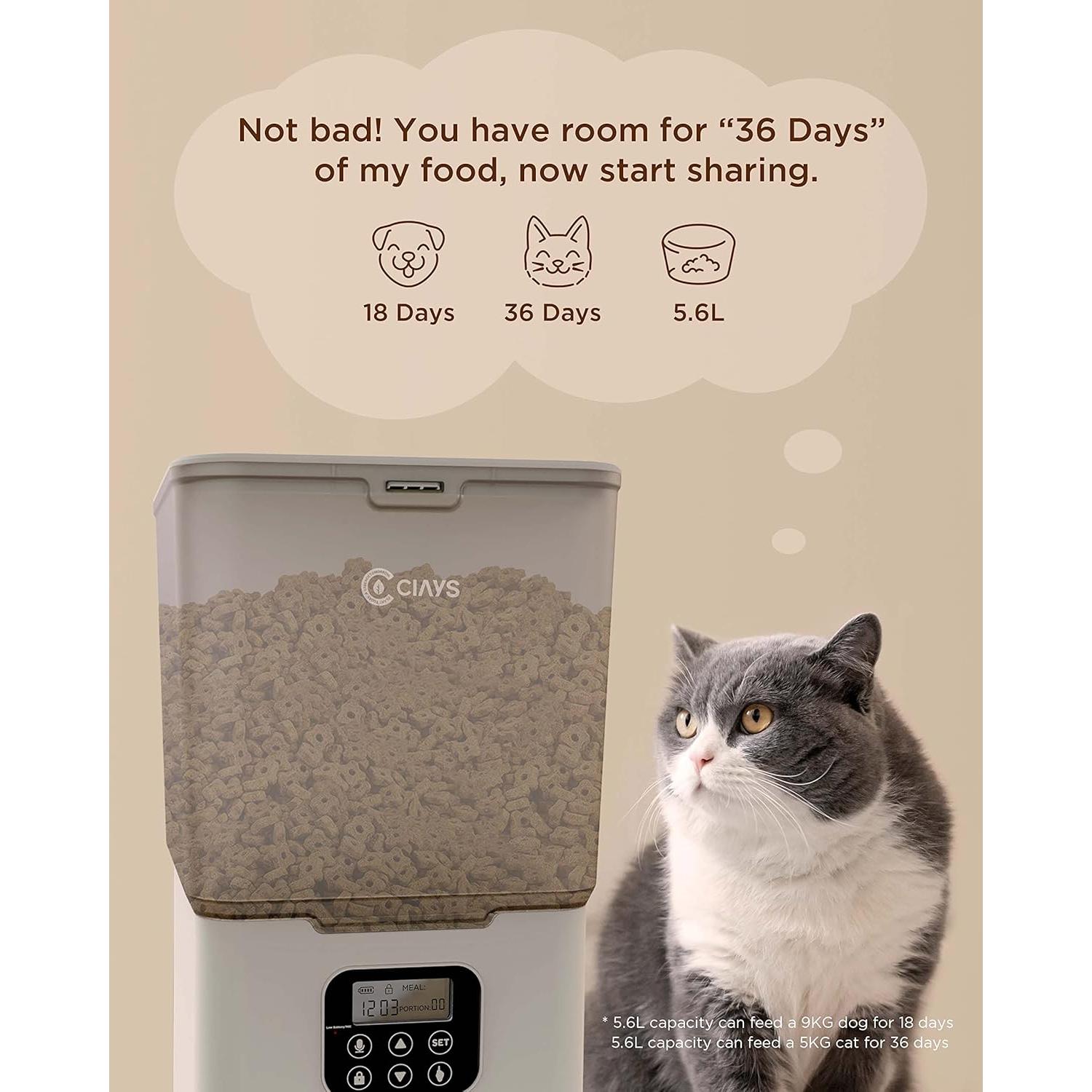Dispensador Automático de Comida para Gatos Ciays 5.6L