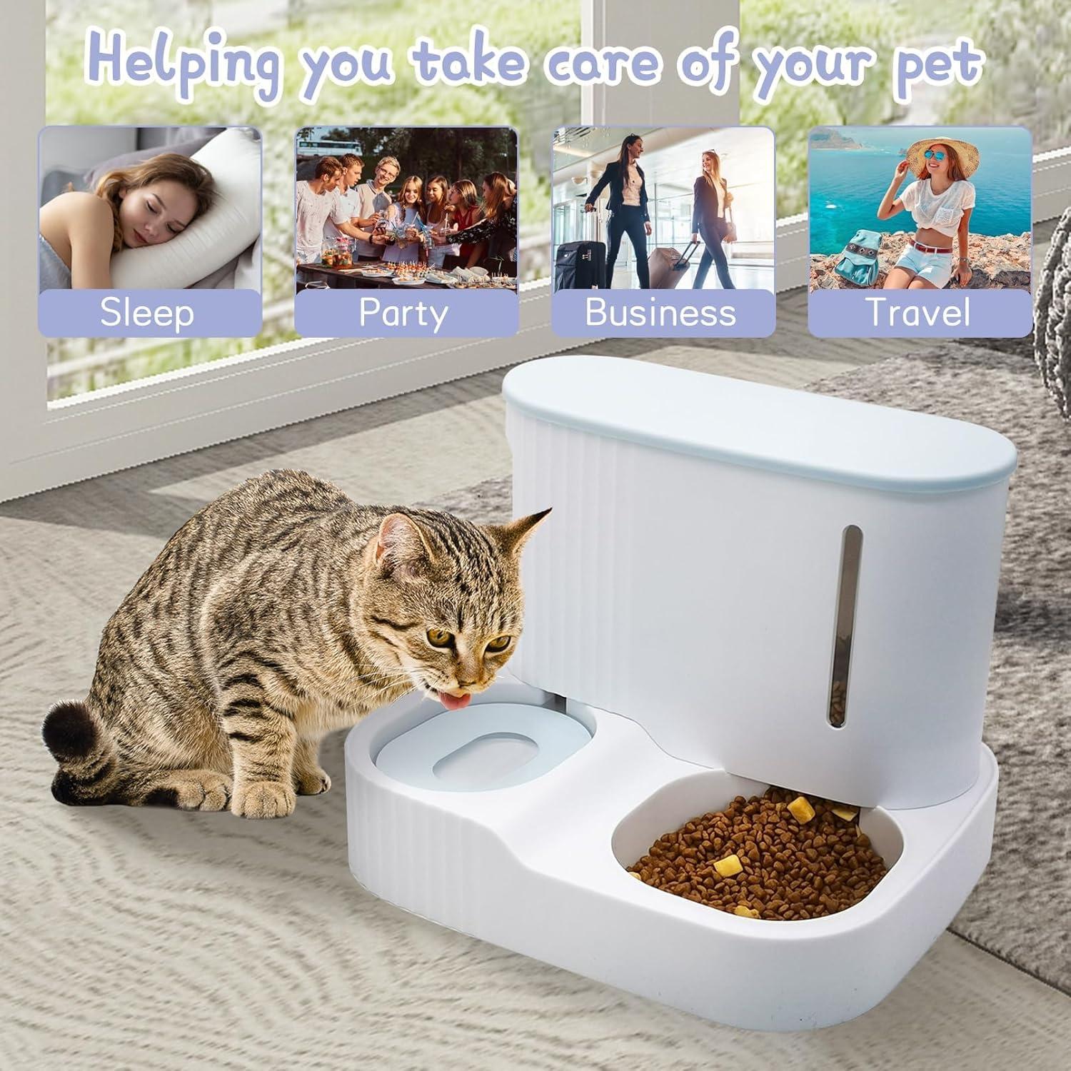 Comedero y Bebedero Automático Kathson 3L Verde para Gatos