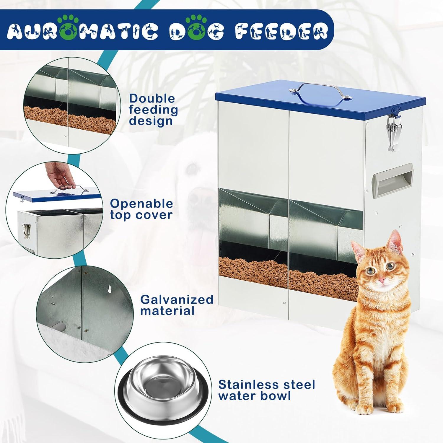Comedero Automático Qinyoung para 2 Gatos 10L Acero Inoxidable
