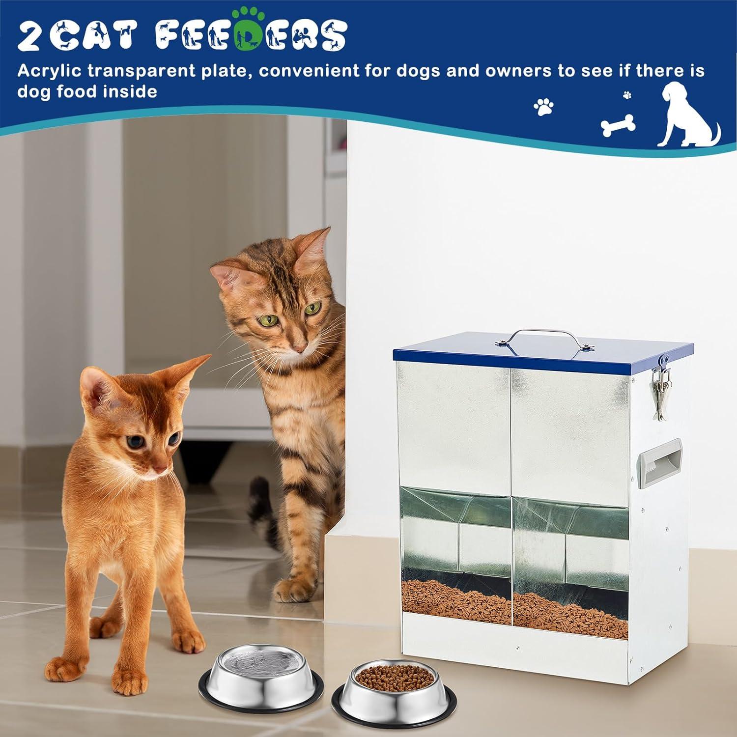 Comedero Automático Qinyoung para 2 Gatos 10L Acero Inoxidable