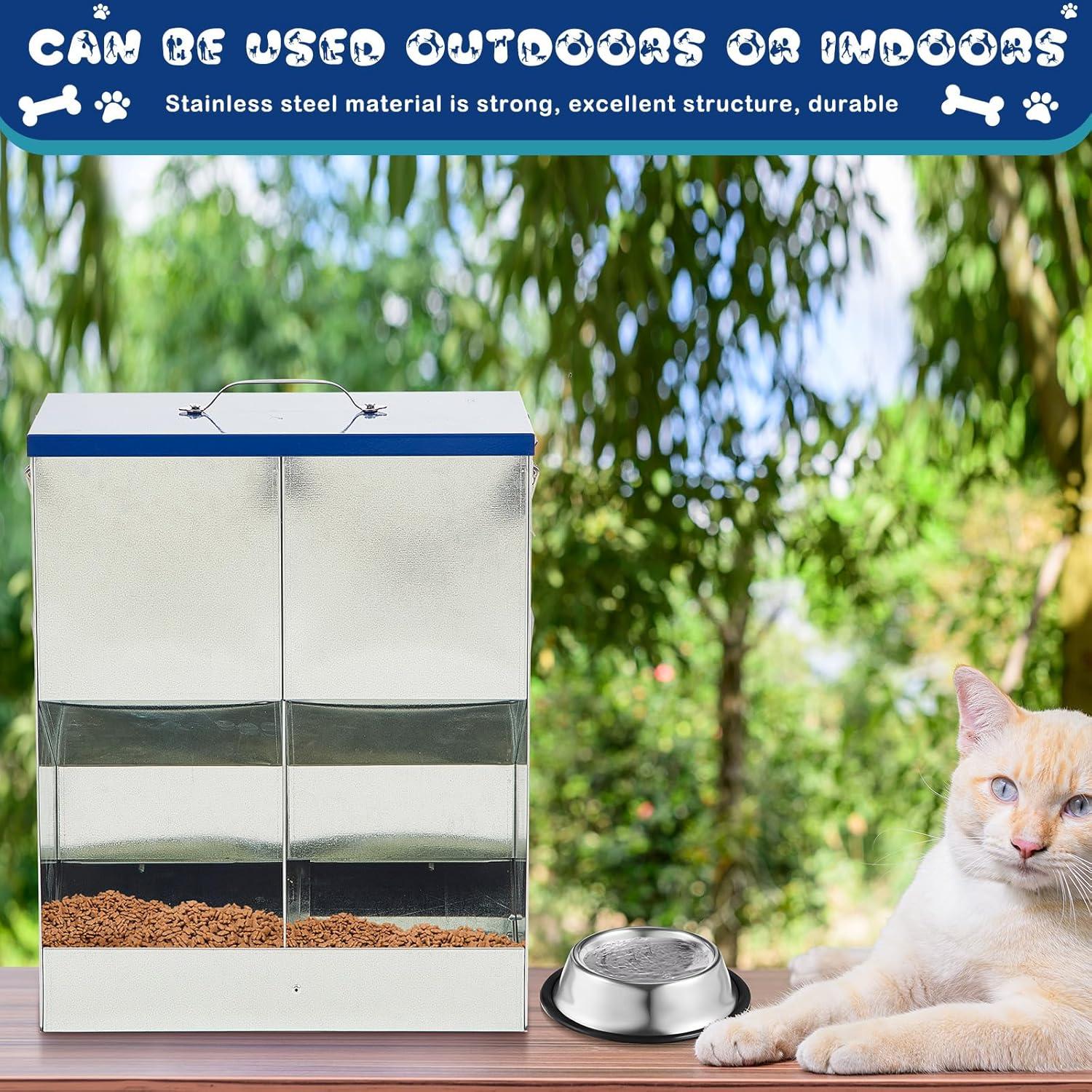 Comedero Automático Qinyoung para 2 Gatos 10L Acero Inoxidable