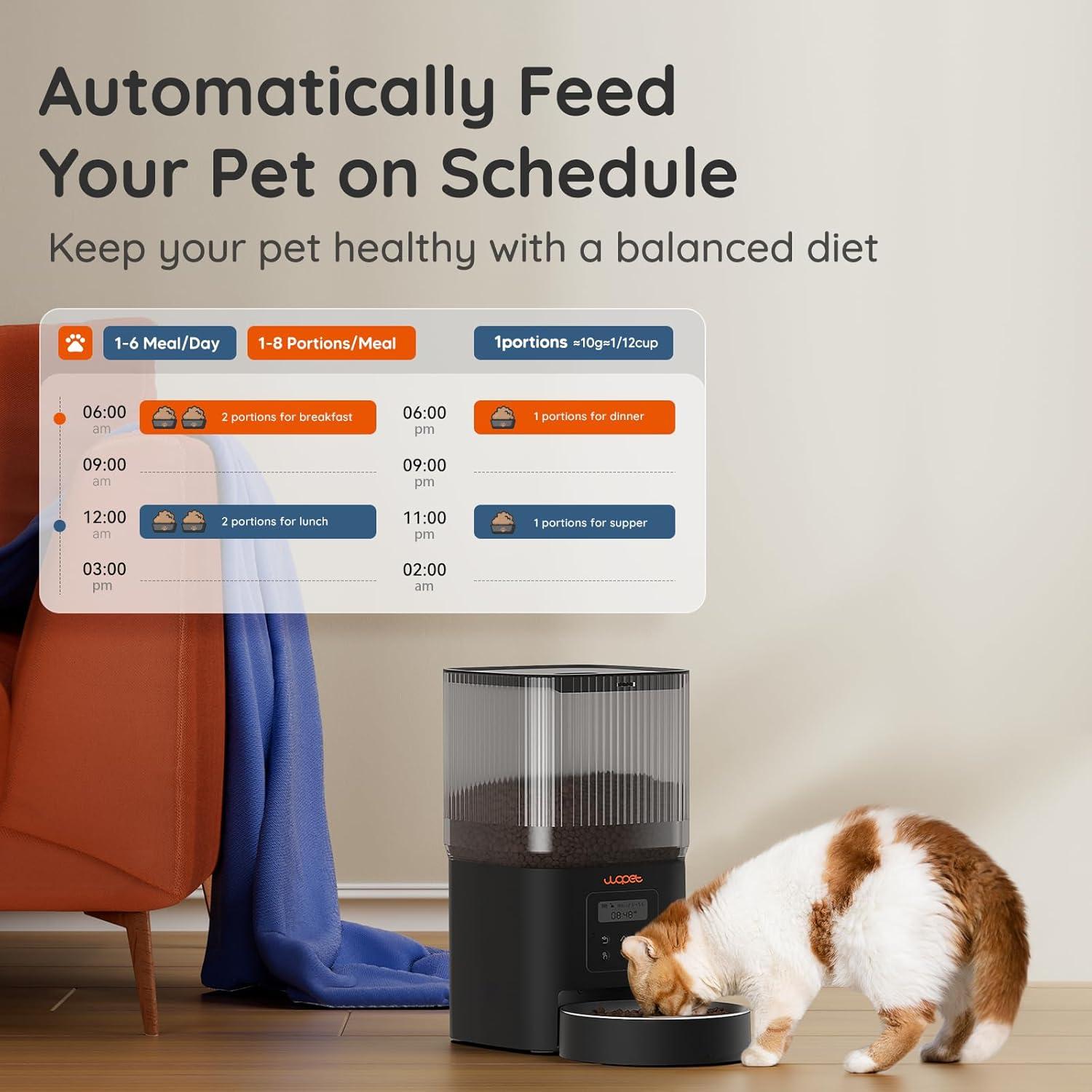 Comedero Automático WOPET para Gatos 4L - Negro