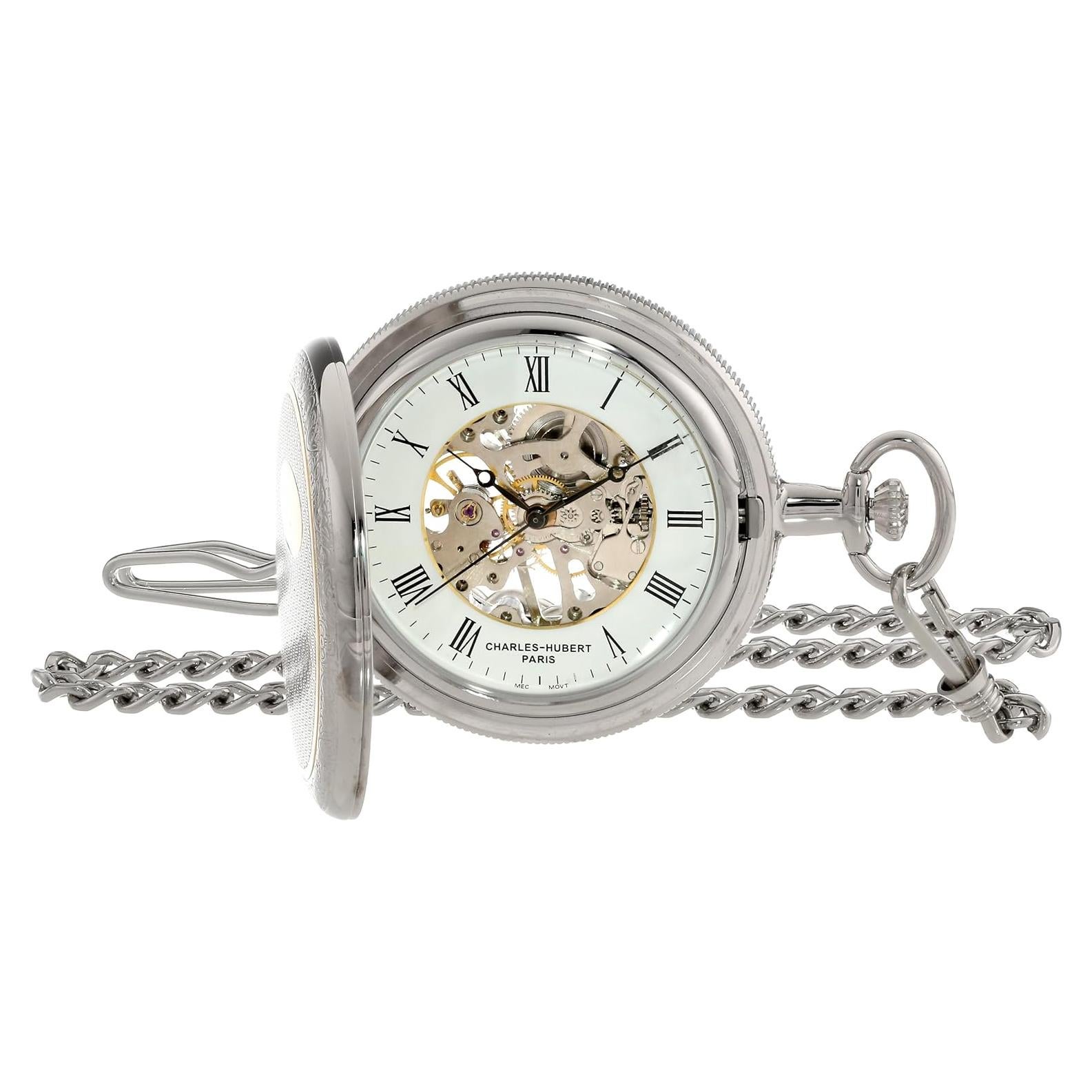 Reloj de bolsillo mecánico Charles Hubert 3860 47mm bicolor