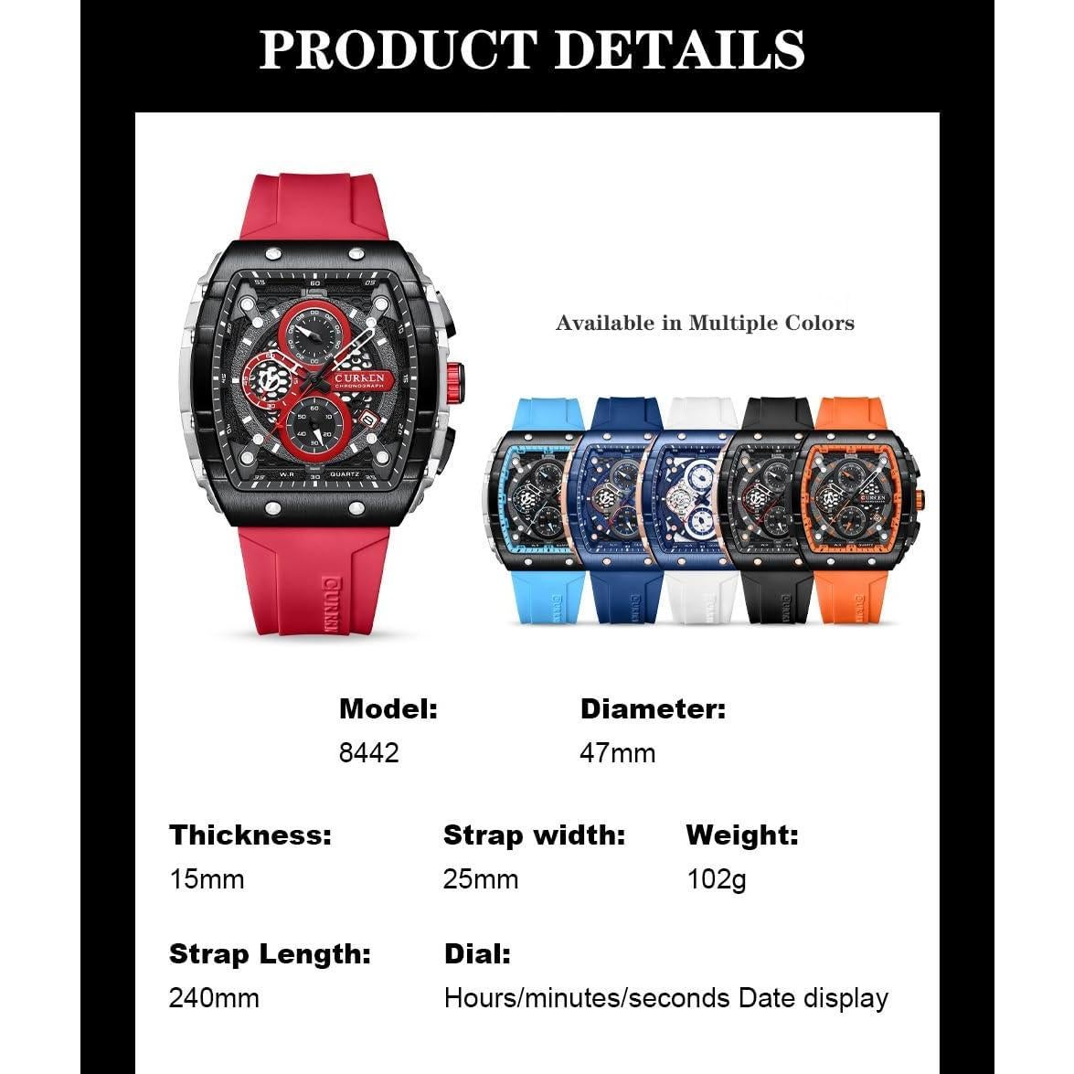 Reloj Cronógrafo PASOY para Hombre Correa Caucho Negra