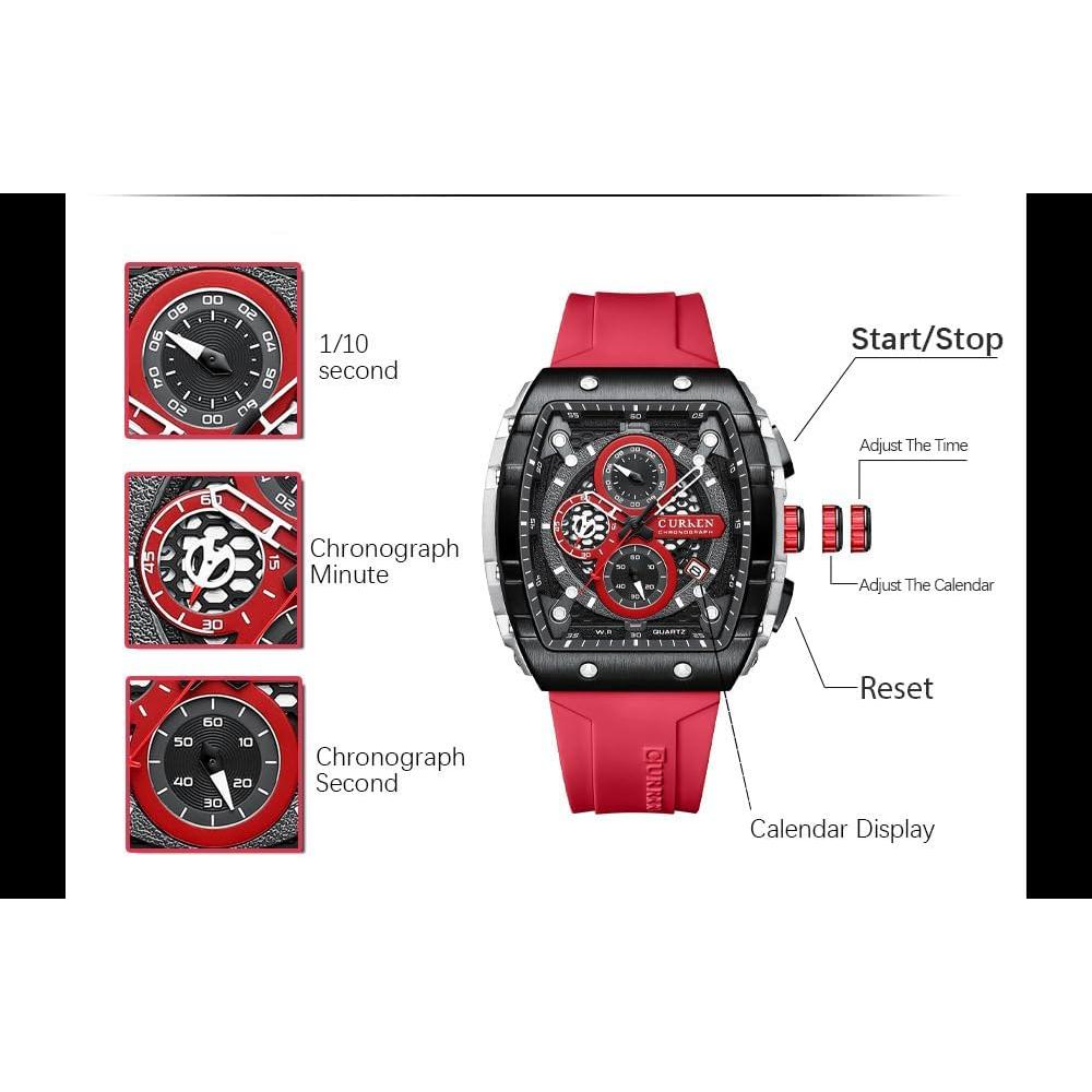 Reloj Cronógrafo PASOY para Hombre Correa Caucho Negra