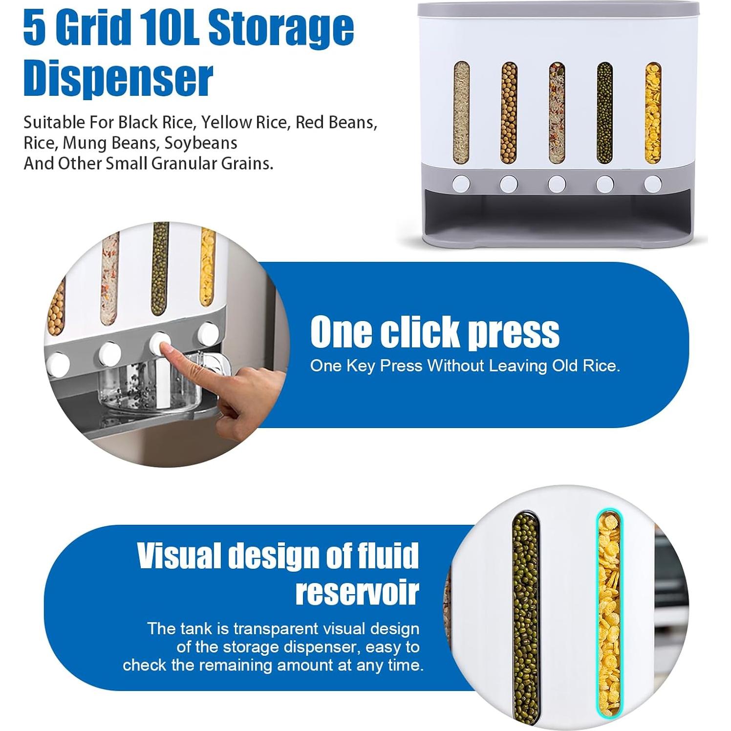 Dispensador de Comida Seca GEYOPMID 5 Compartimentos 11.34 kg