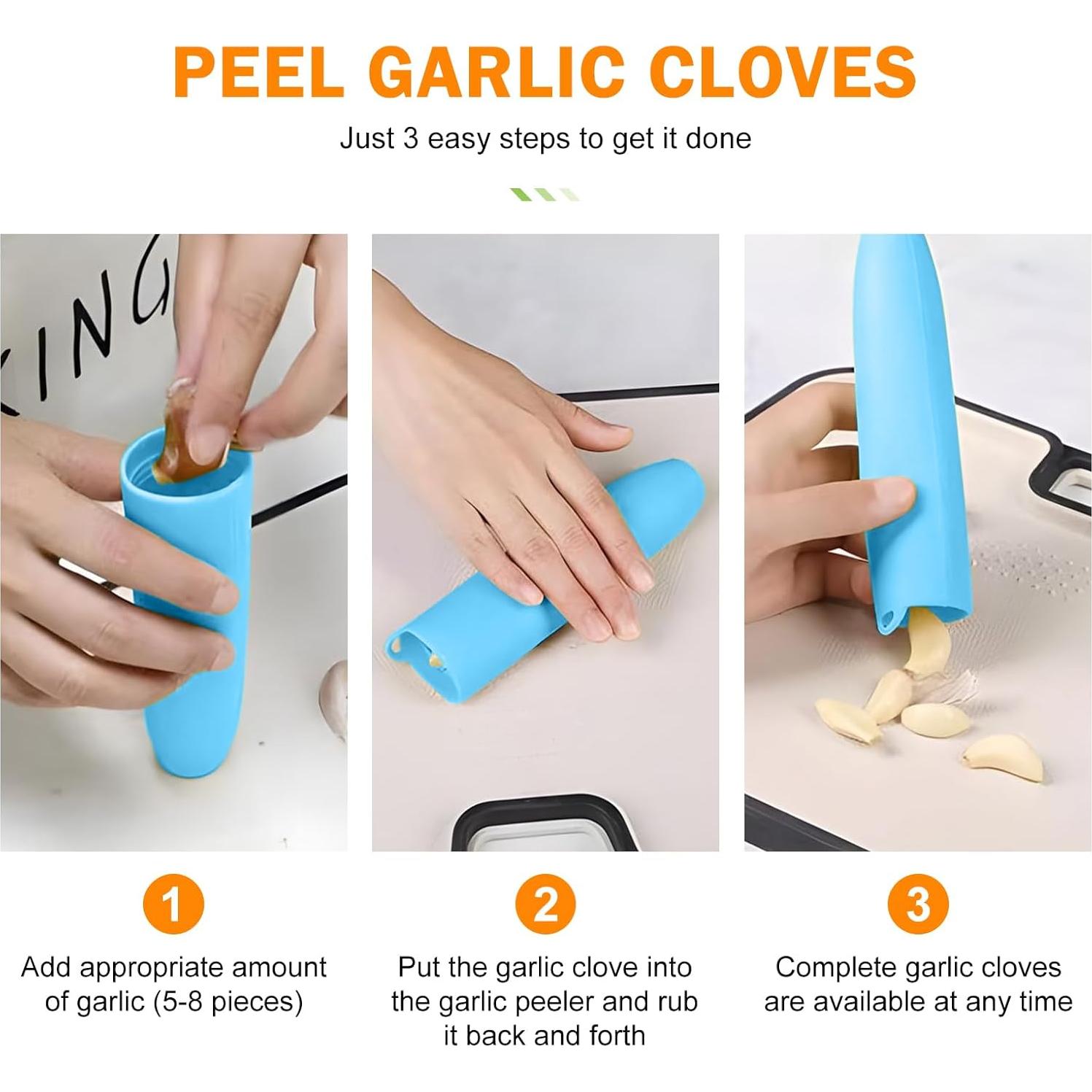 Juego de peladores de ajo de silicona 4 piezas Genérico