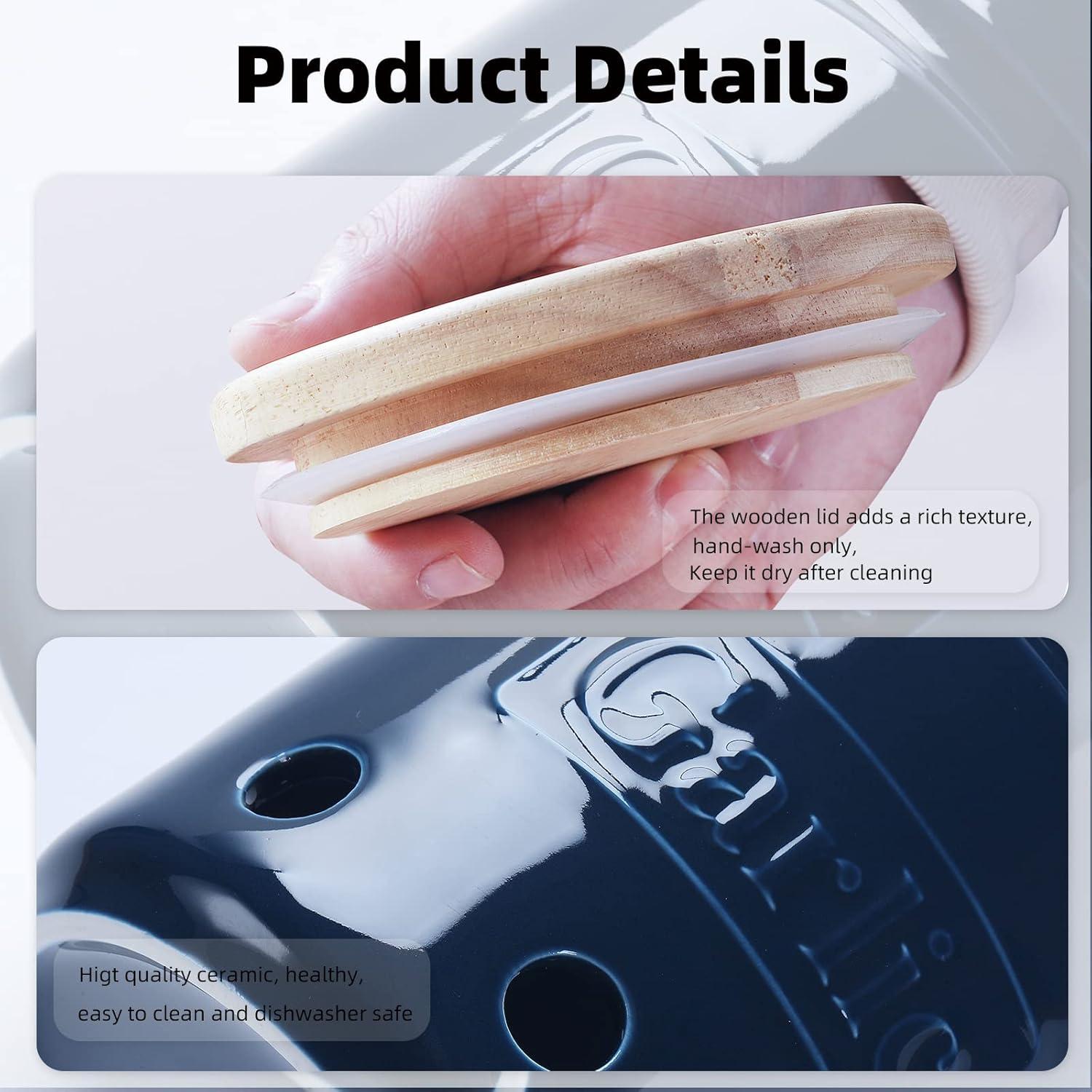 Conservador de Ajo ONTUBE Cerámica Marino con Tapa