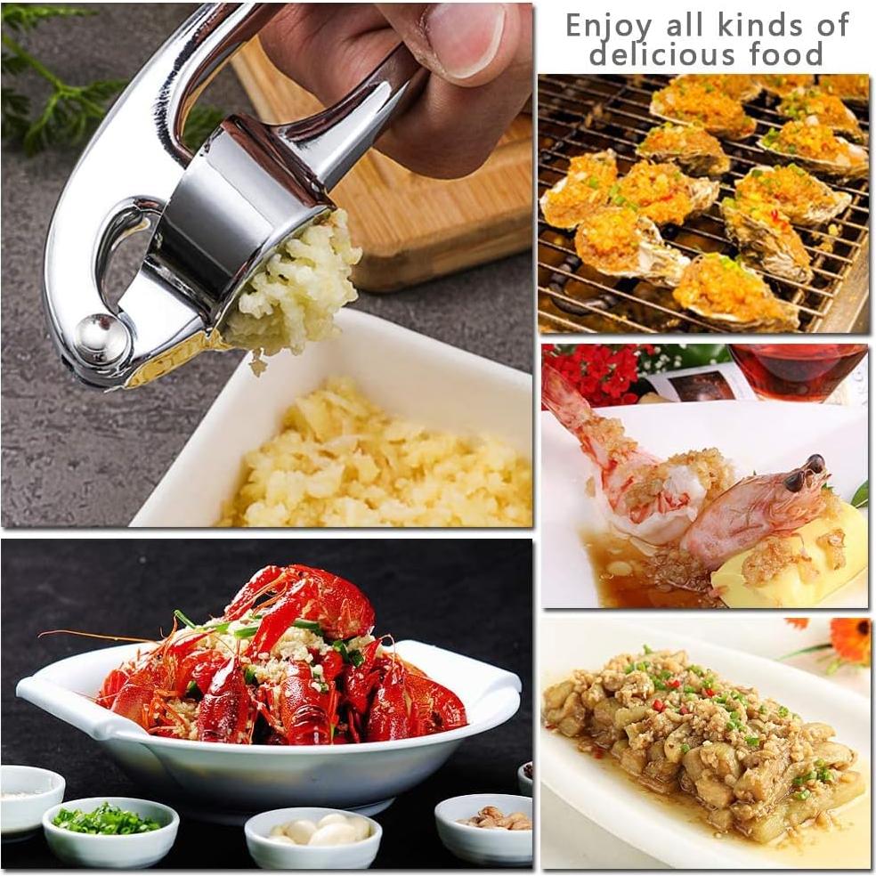 Prensa de Ajo Acero Inoxidable Lechay con Pelador y Cepillo