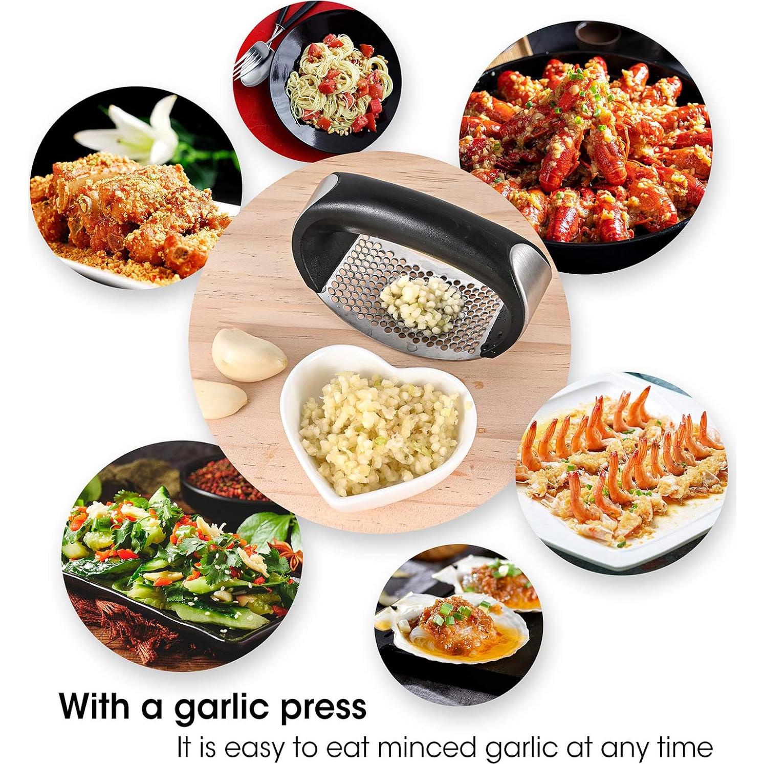 Prensa de Ajo Acero Inoxidable Topolopyfeely 11cm - 3 Piezas