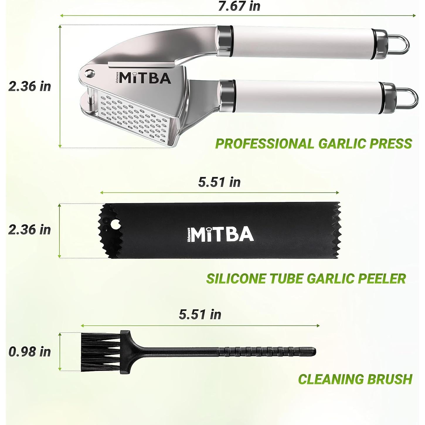 Prensa de Ajo MiTBA Acero Inoxidable con Pelador y Cepillo