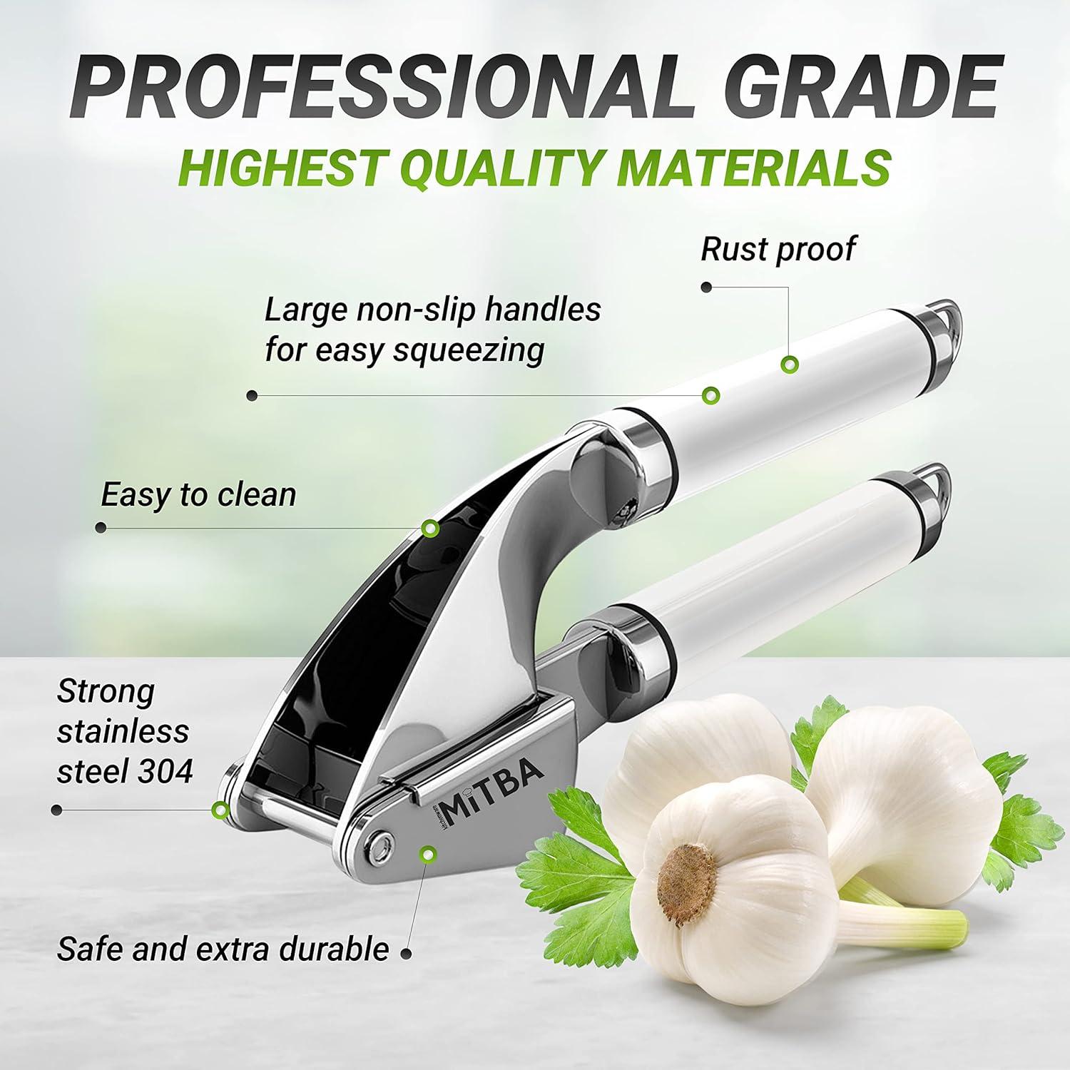 Prensa de Ajo MiTBA Acero Inoxidable con Pelador y Cepillo