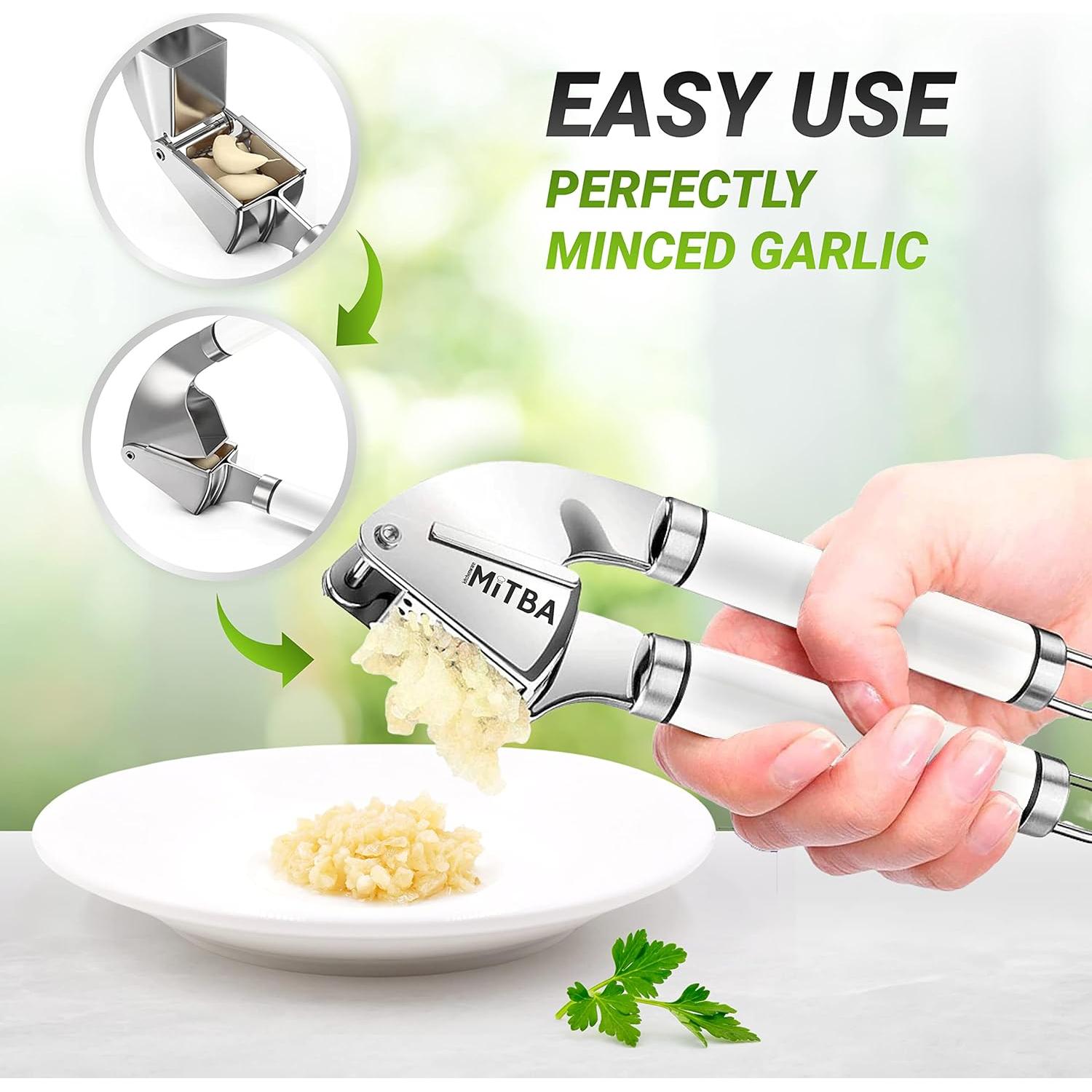 Prensa de Ajo MiTBA Acero Inoxidable con Pelador y Cepillo