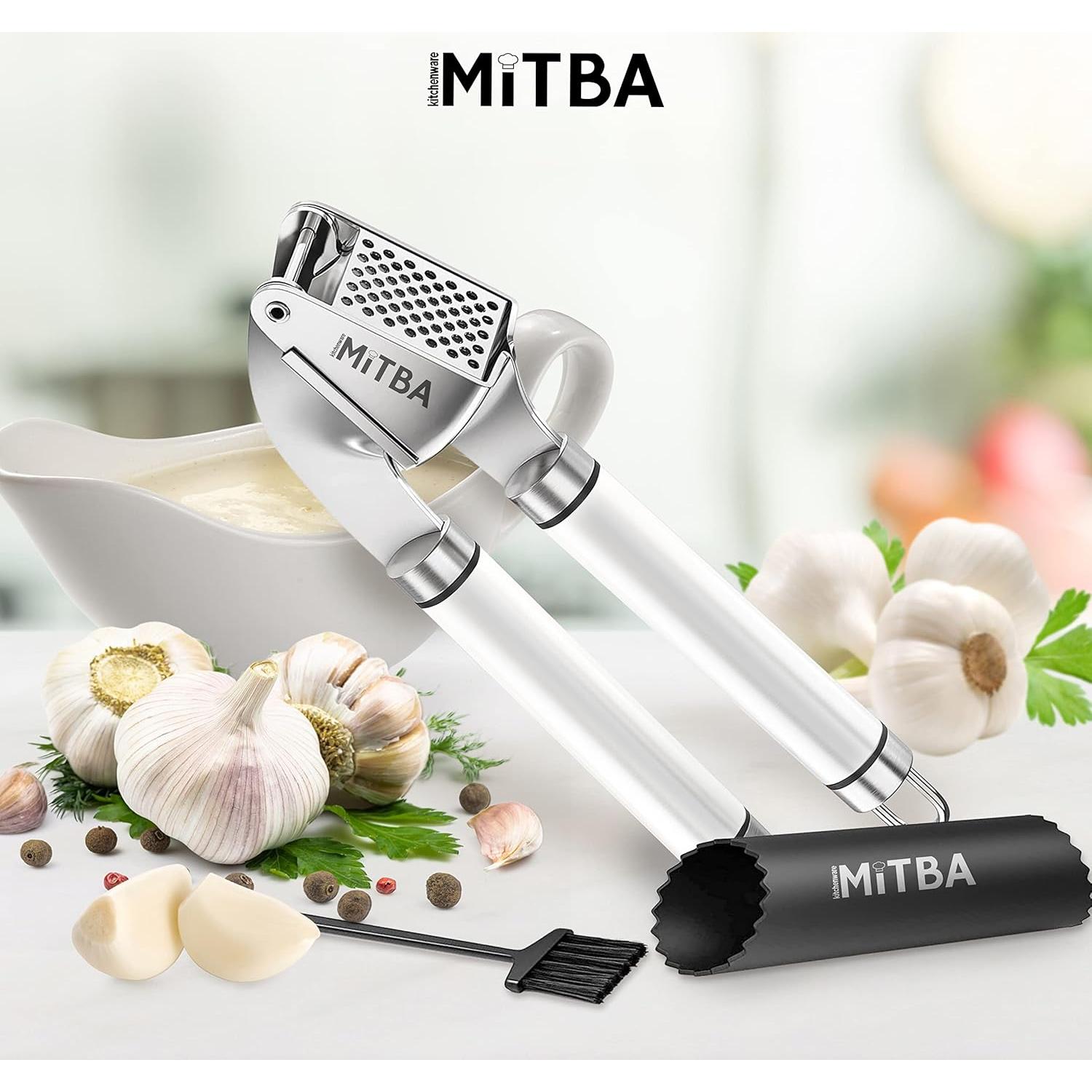 Prensa de Ajo MiTBA Acero Inoxidable con Pelador y Cepillo