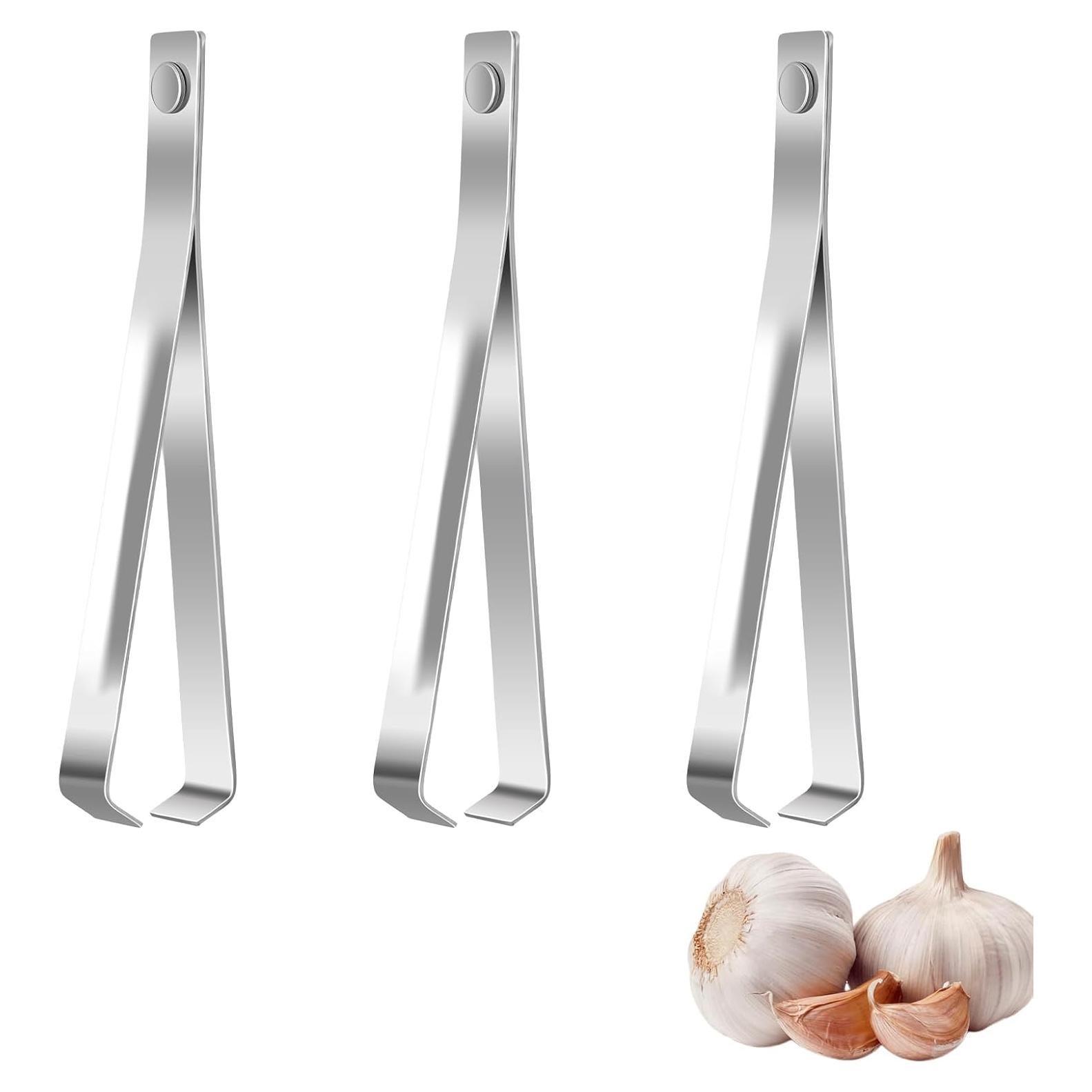 3pcs Stainless Steel Garlic Peeler, Diagonal Tweezers, Vegetables Peeler Garlic Skin Remover, Fish Bone Tweezers, Chicken, Duck, Meat Hair Extractor Portable Garlic Peeling Clips