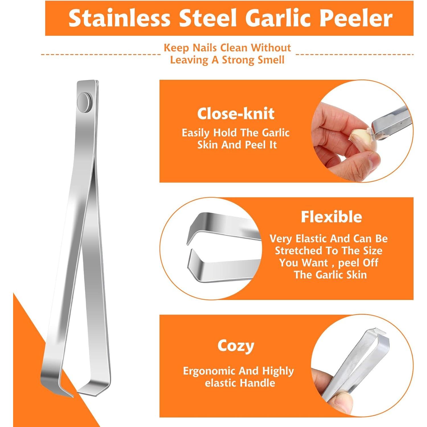 3pcs Stainless Steel Garlic Peeler, Diagonal Tweezers, Vegetables Peeler Garlic Skin Remover, Fish Bone Tweezers, Chicken, Duck, Meat Hair Extractor Portable Garlic Peeling Clips