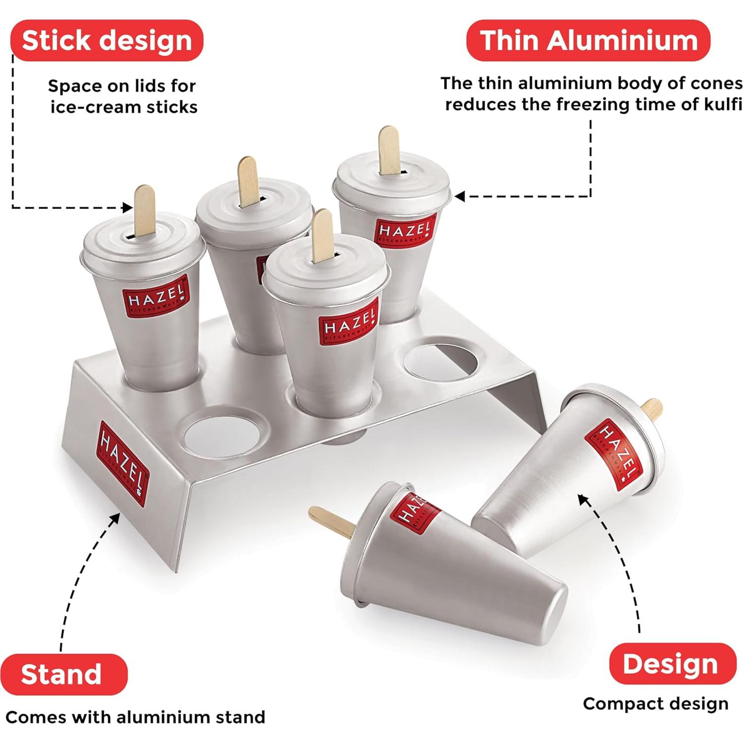 Molde de Kulfi HAZEL Aluminio 6 Piezas 130ml Reutilizable