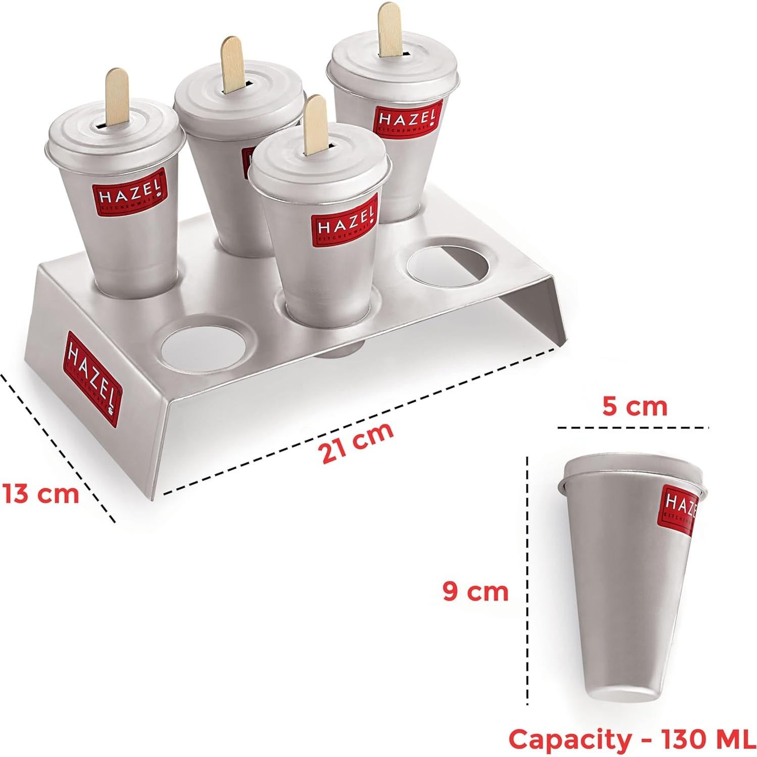 Molde de Kulfi HAZEL Aluminio 6 Piezas 130ml Reutilizable