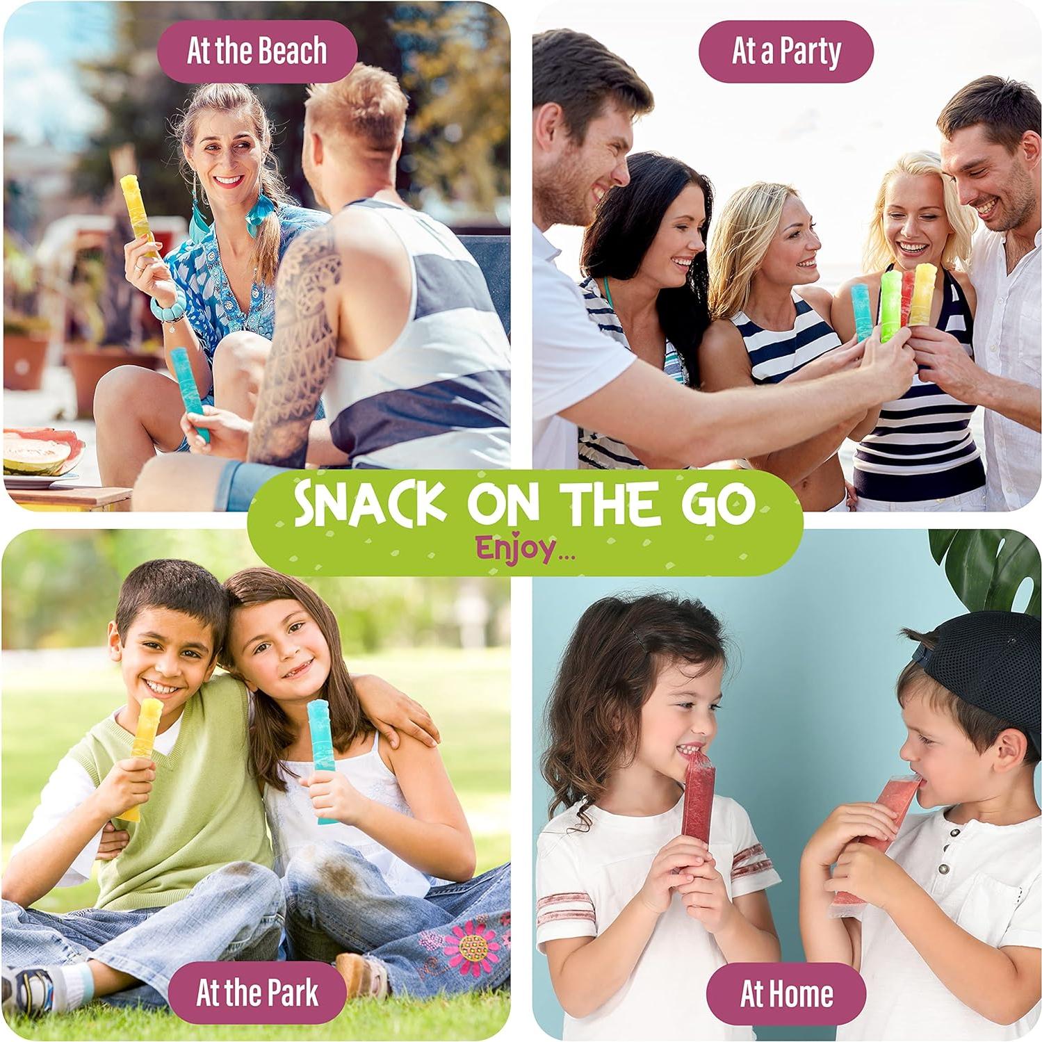 125 Bolsas Desechables de Paletas FROZIP 236 ml con Embudo