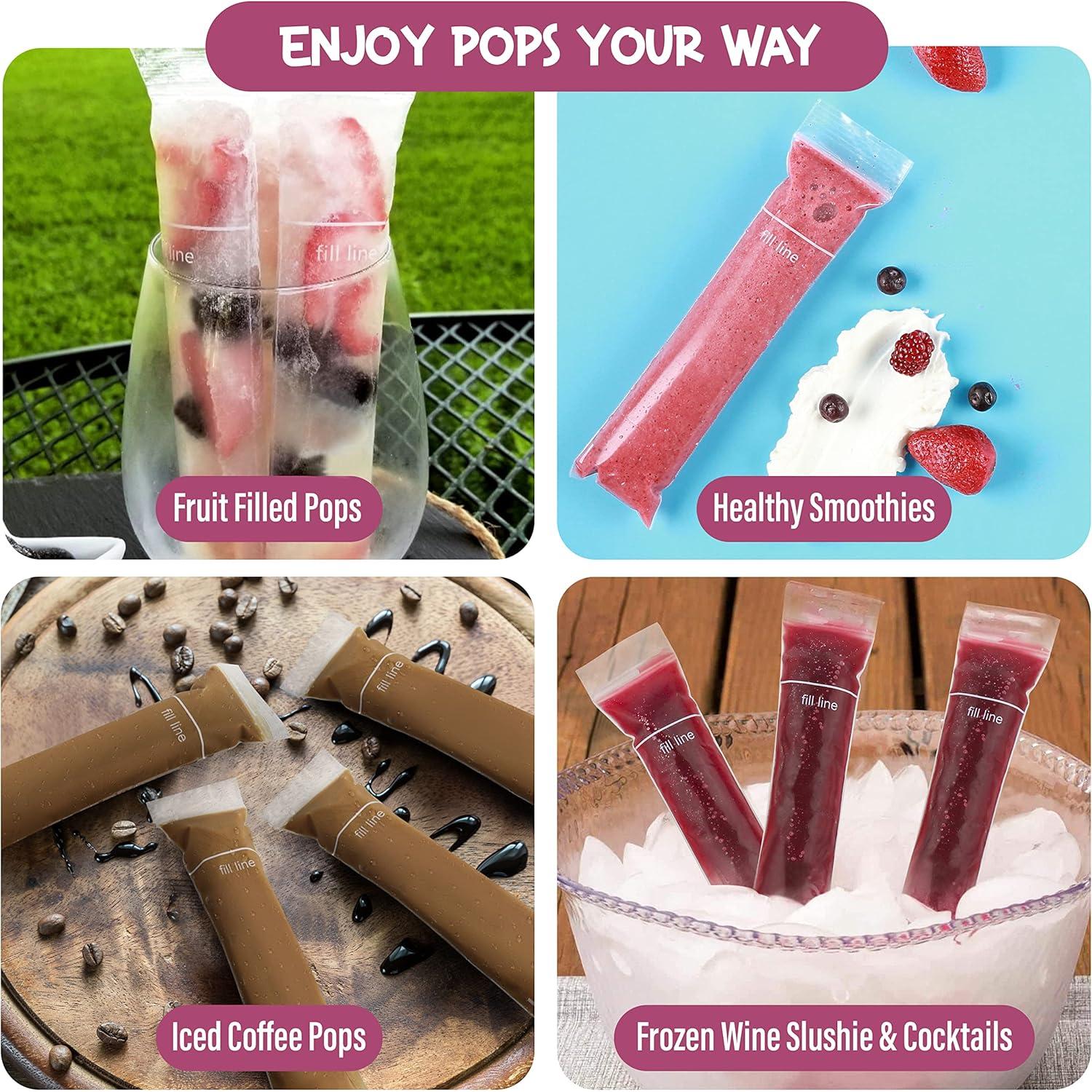 125 Bolsas Desechables de Paletas FROZIP 236 ml con Embudo