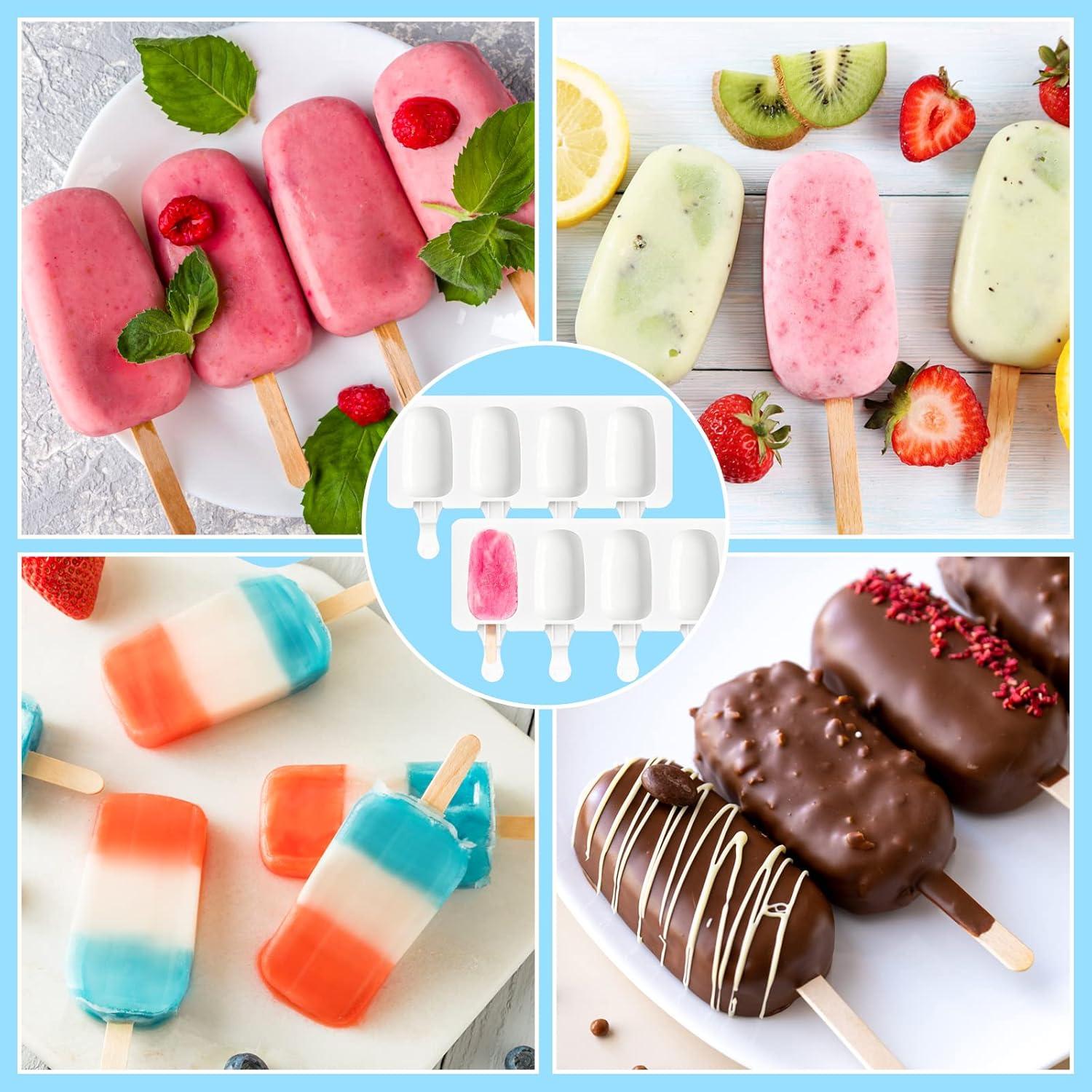 6 Moldes de Silicona para Helados Mototo + 300 Palitos Madera