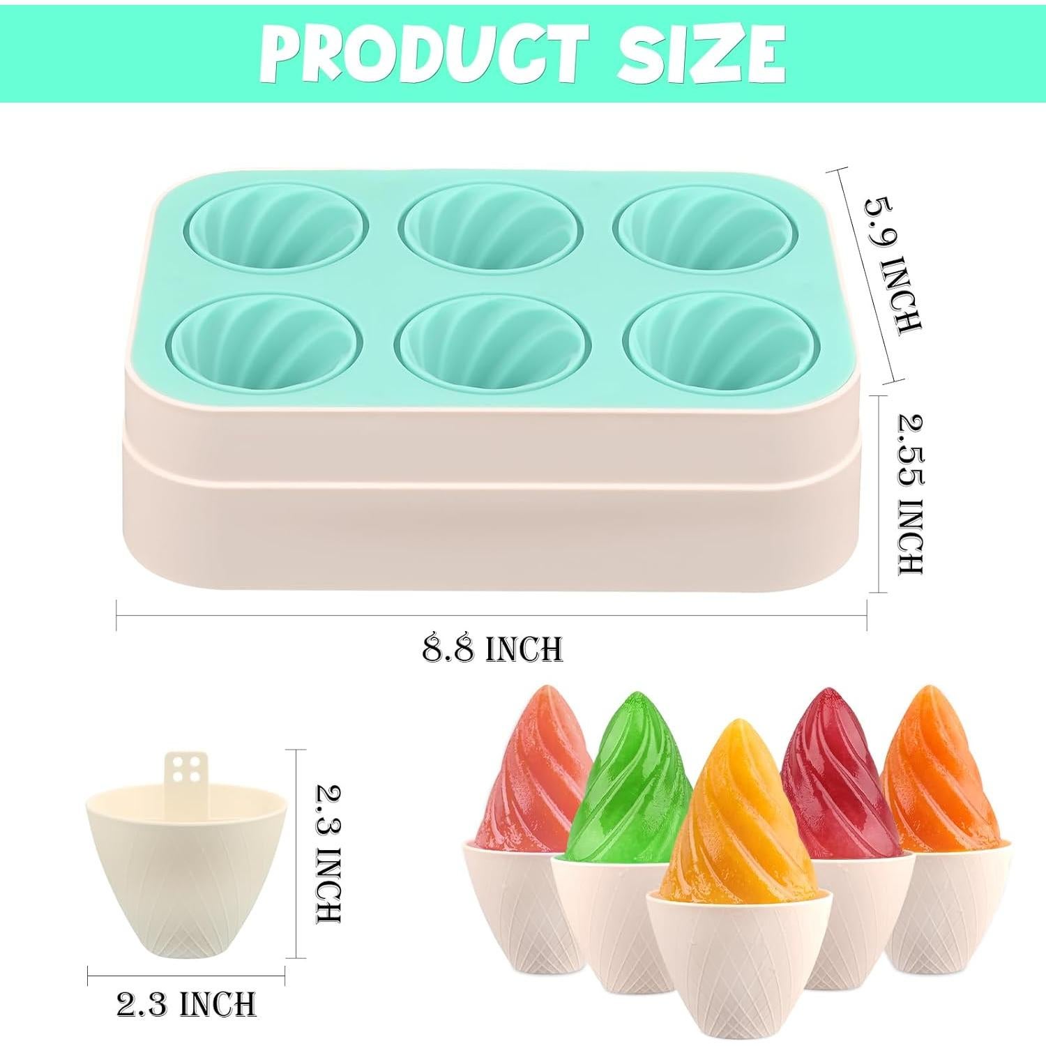 Moldes para Paletas WMKGG 6 PCS Silicona 59 ml Cono Verde