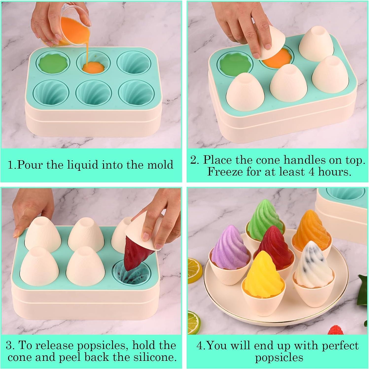 Moldes para Paletas WMKGG 6 PCS Silicona 59 ml Cono Verde