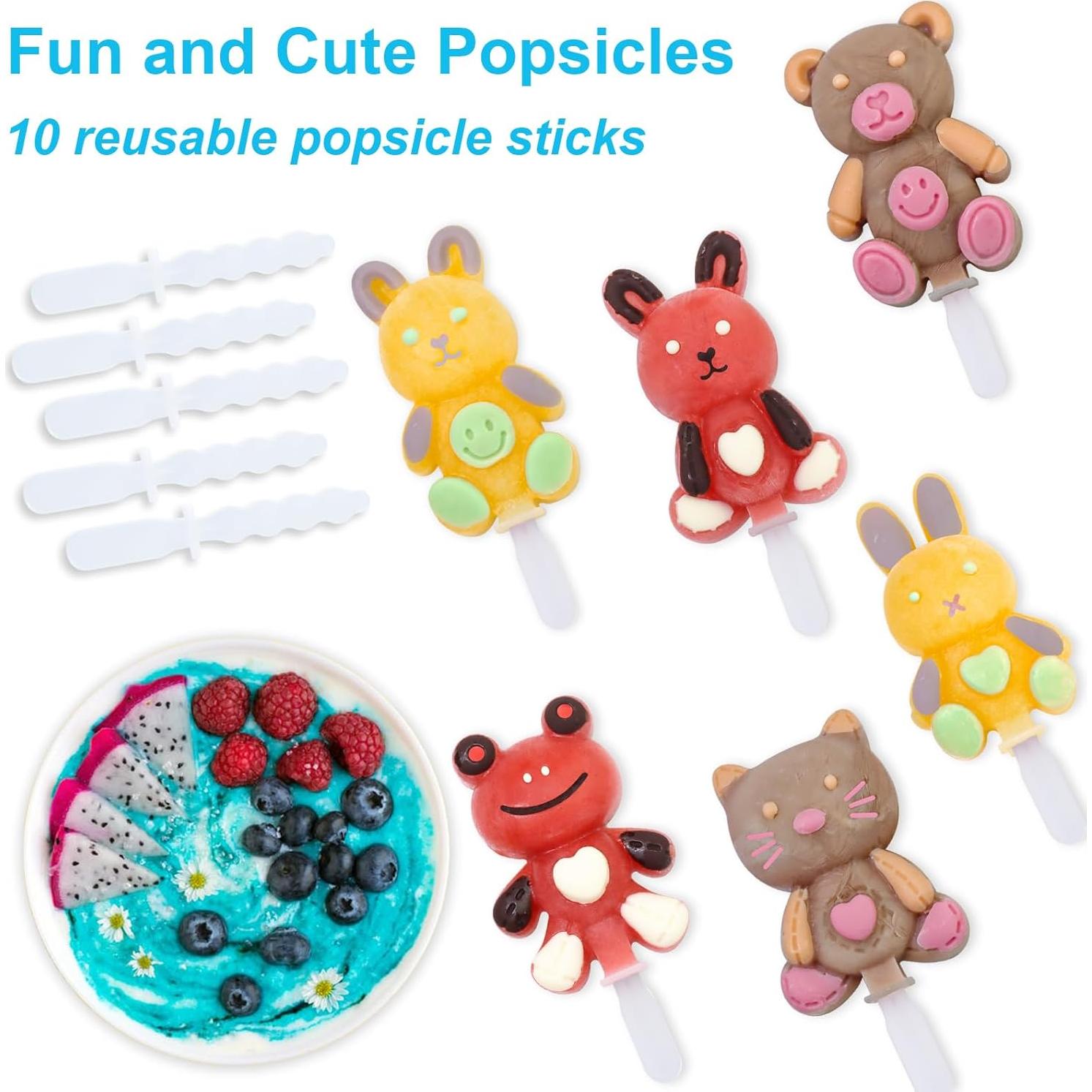 Moldes de Paletas de Silicona Salomayes, 4 Formas, 10 Palitos