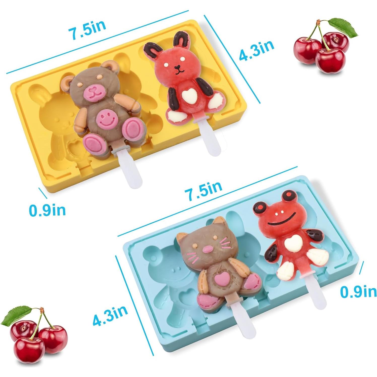Moldes de Paletas de Silicona Salomayes, 4 Formas, 10 Palitos