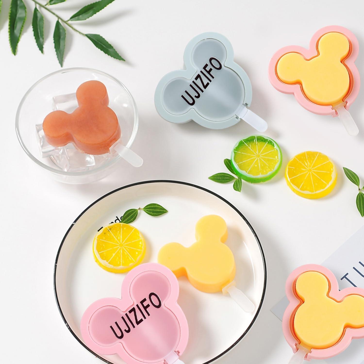 Moldes de Paletas de Silicona UJIZIFO 4 Piezas Rosa BPA Libre