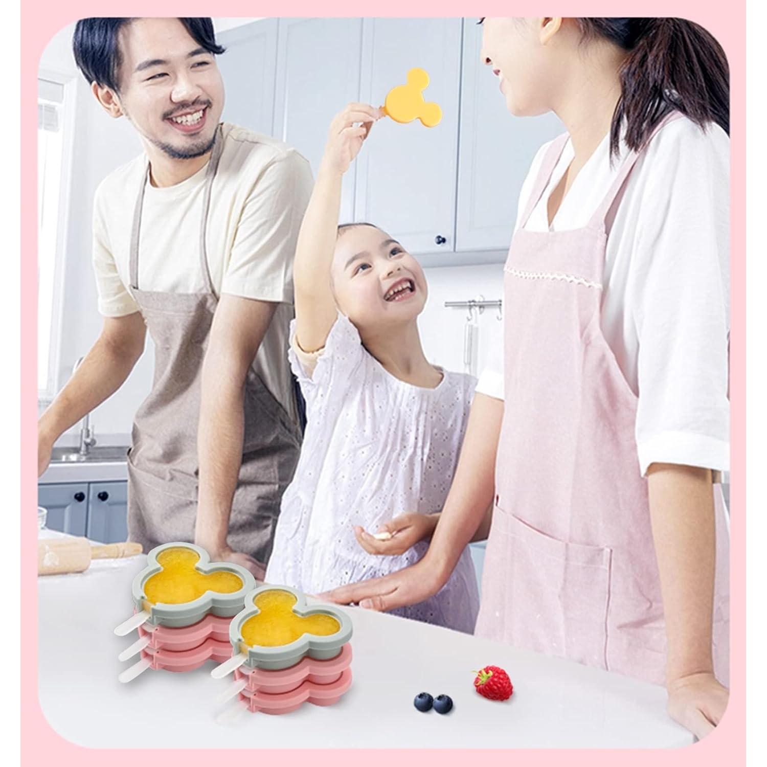 Moldes de Paletas de Silicona UJIZIFO 4 Piezas Rosa BPA Libre