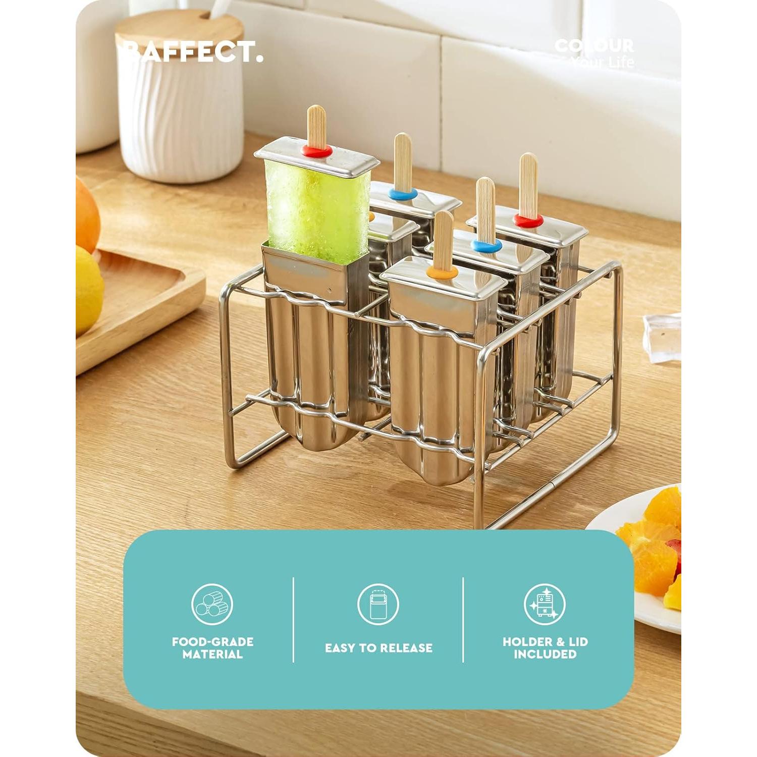 Set de 6 Moldes de Paletas de Acero Inoxidable Baffect