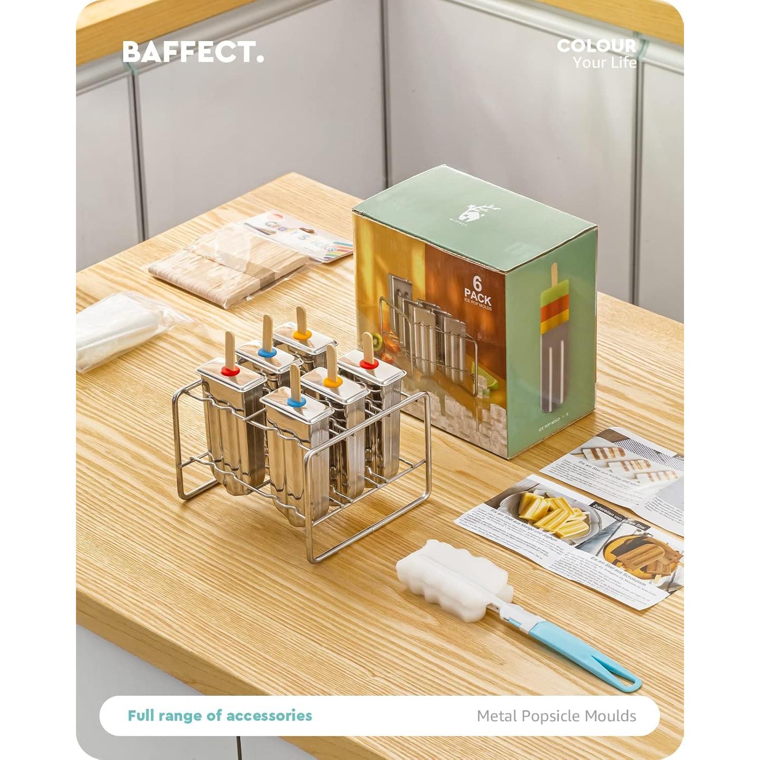 Set de 6 Moldes de Paletas de Acero Inoxidable Baffect