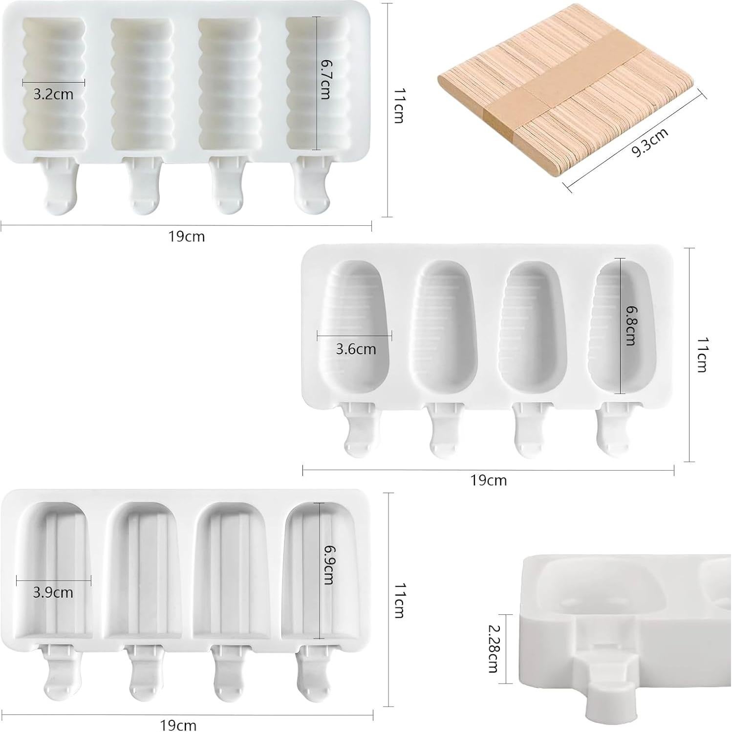 Juego de Moldes de Silicona para Paletas JDH 3 Cavidades