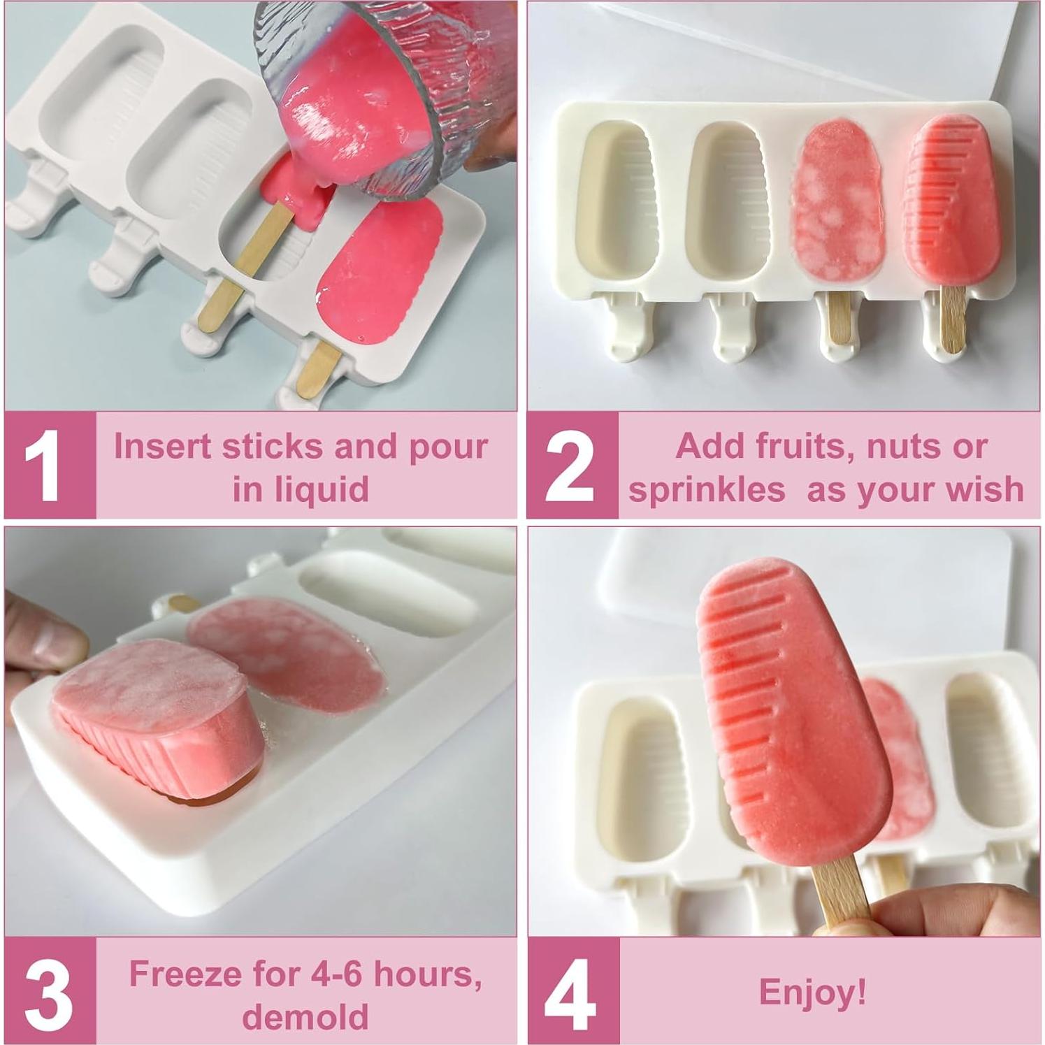 Juego de Moldes de Silicona para Paletas JDH 3 Cavidades