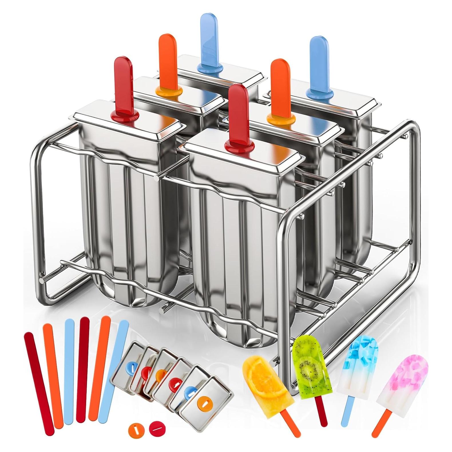 Moldes de Paletas de Acero Inoxidable Jingmore, 6 Piezas