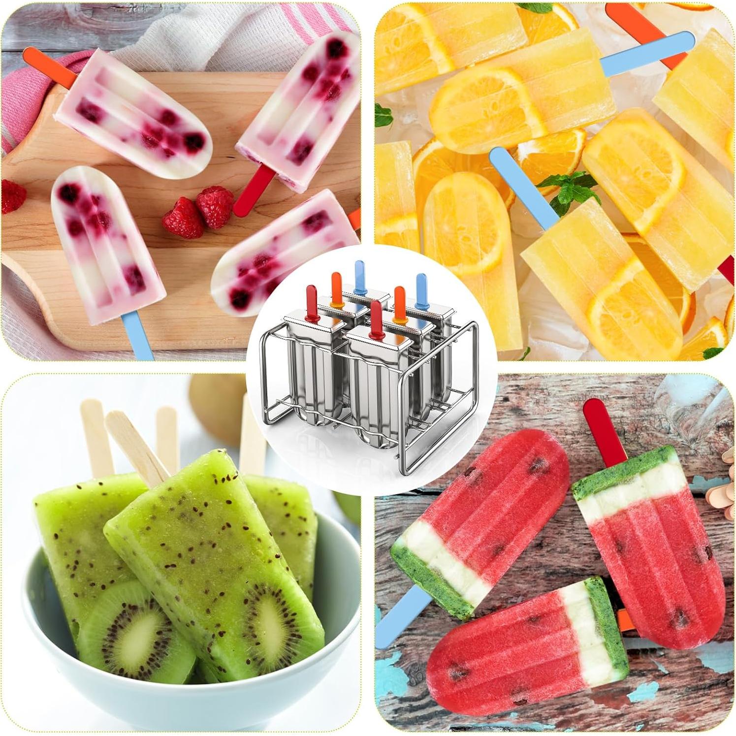 Moldes de Paletas de Acero Inoxidable Jingmore, 6 Piezas