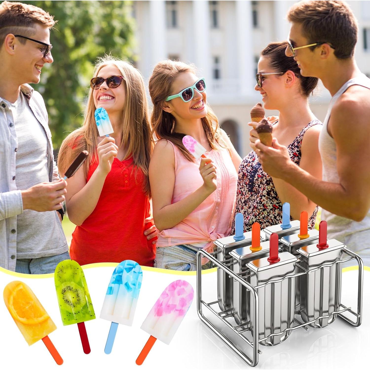 Moldes de Paletas de Acero Inoxidable Jingmore, 6 Piezas